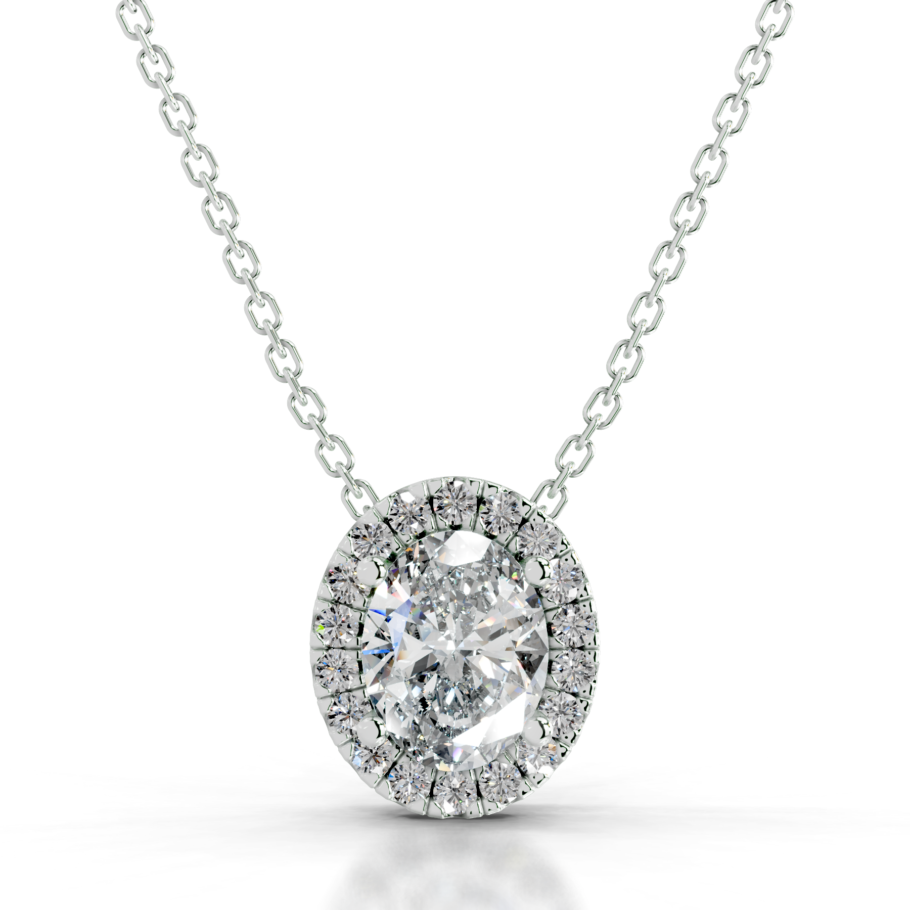 Manon Diamond Halo Pendant   (2.25 Carat) -18K White Gold