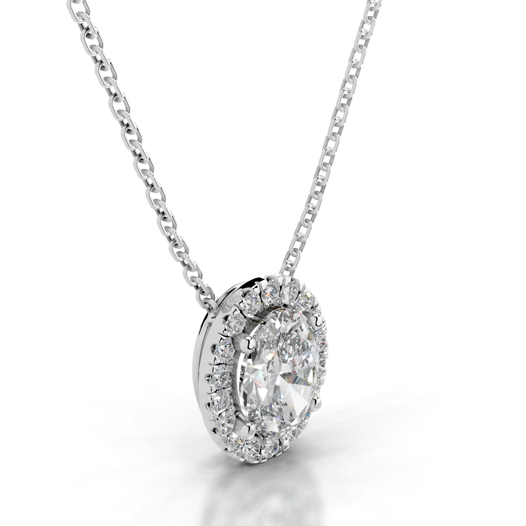 Manon Diamond Halo Pendant   (2.25 Carat) -18K White Gold