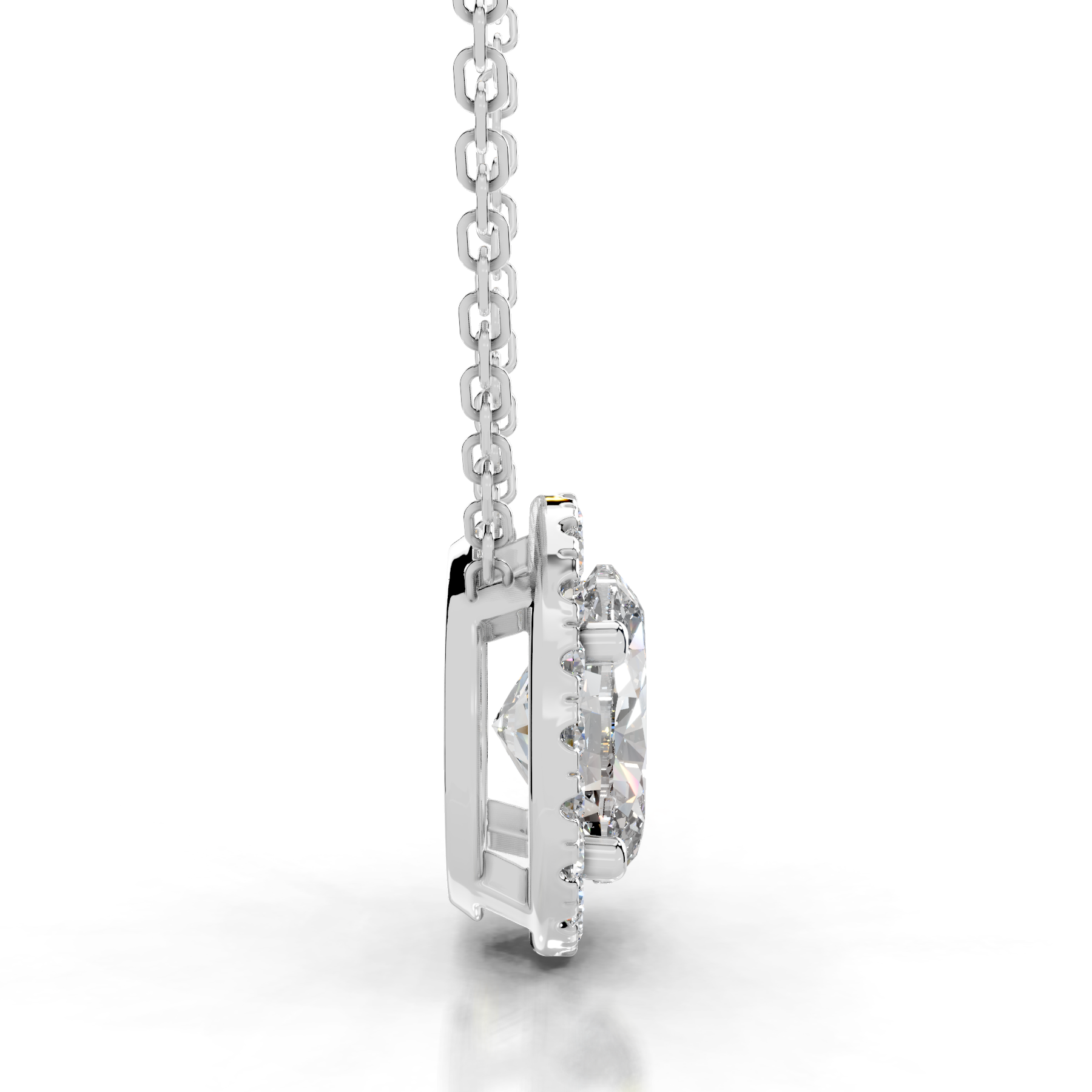 Manon Diamond Halo Pendant   (2.25 Carat) -18K White Gold