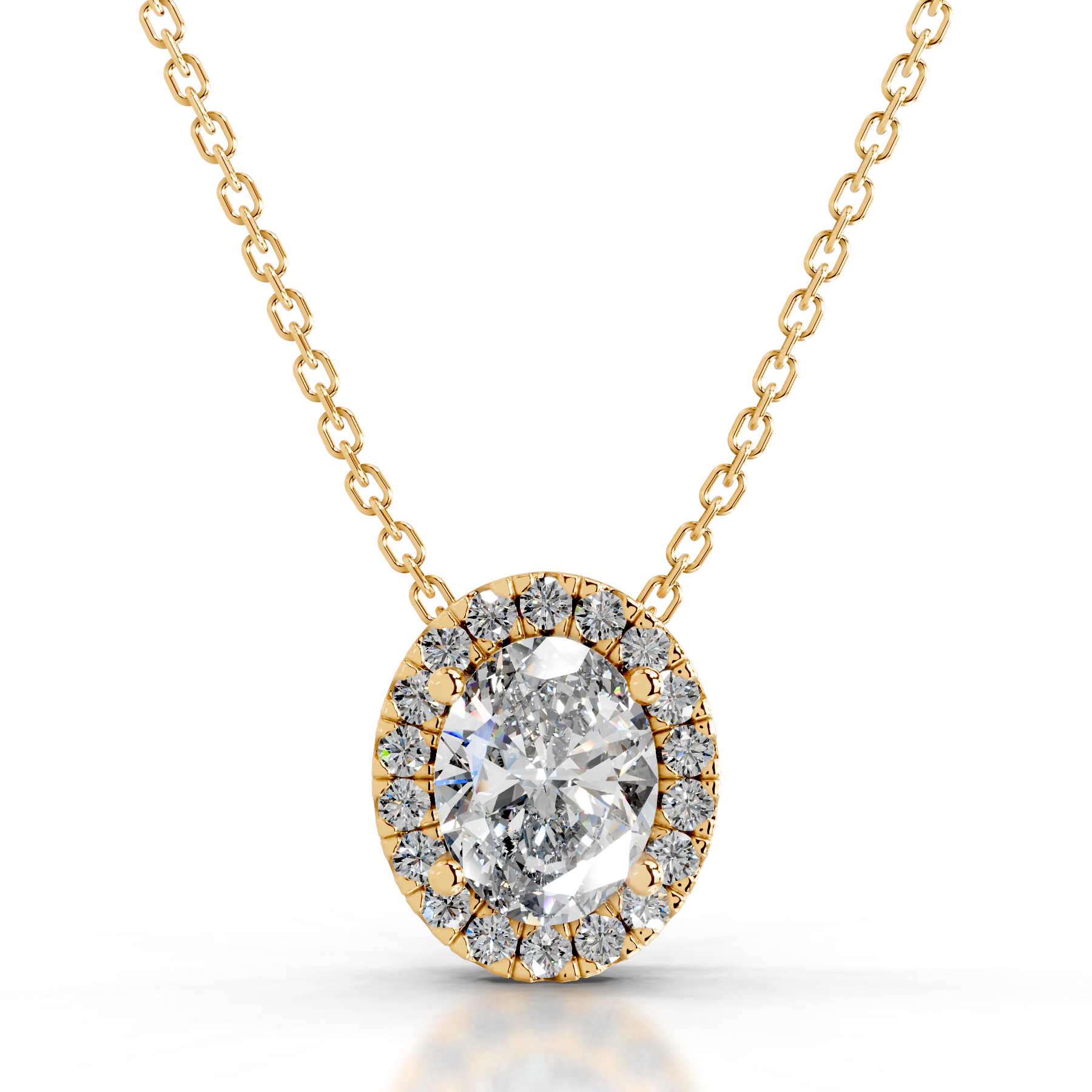 Manon Lab Grown Diamond Halo Pendant   (2.25 Carat) -18K Yellow Gold