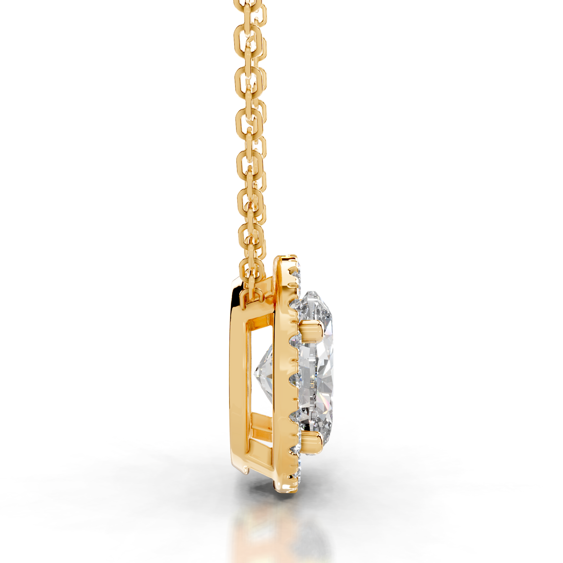 Manon Lab Grown Diamond Halo Pendant   (2.25 Carat) -18K Yellow Gold