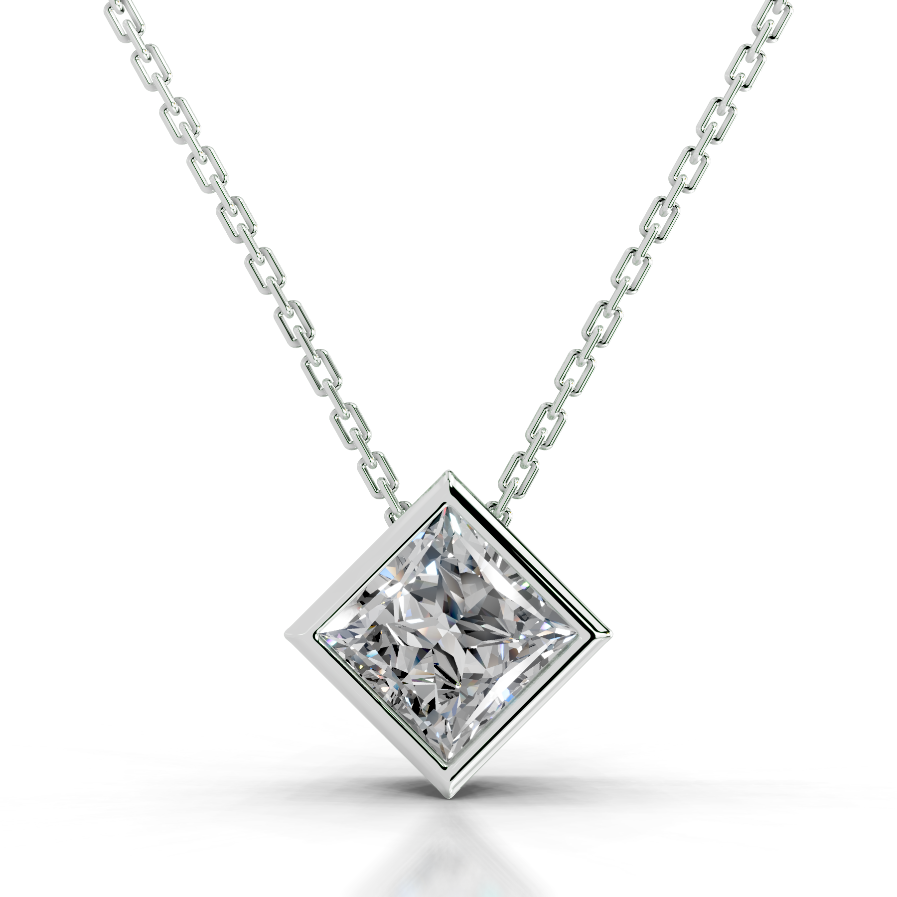 Brianna Lab Grown Diamond Pendant   (2 Carat) -14K White Gold
