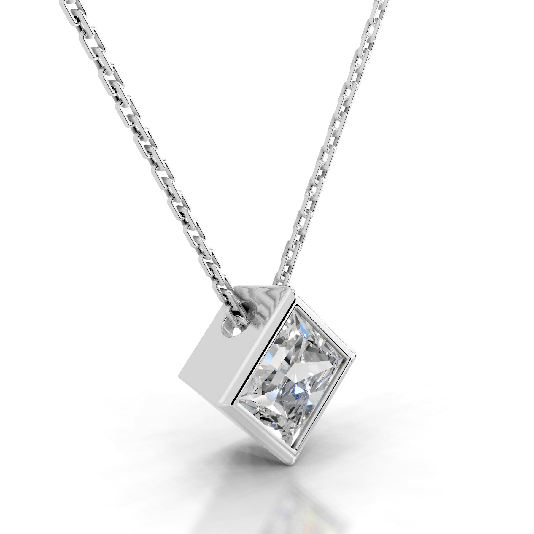 Brianna Diamond Pendant (2 Carat) -18K White Gold - Main Stone 2.07 Carat