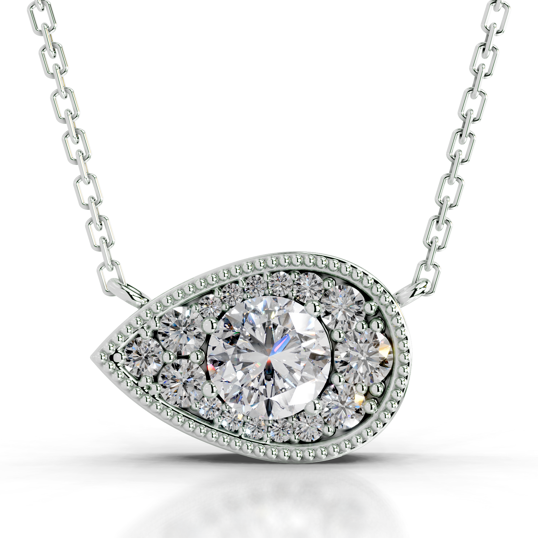 Kanesha Diamond Pendant   (3.50 Carat) -18K White Gold