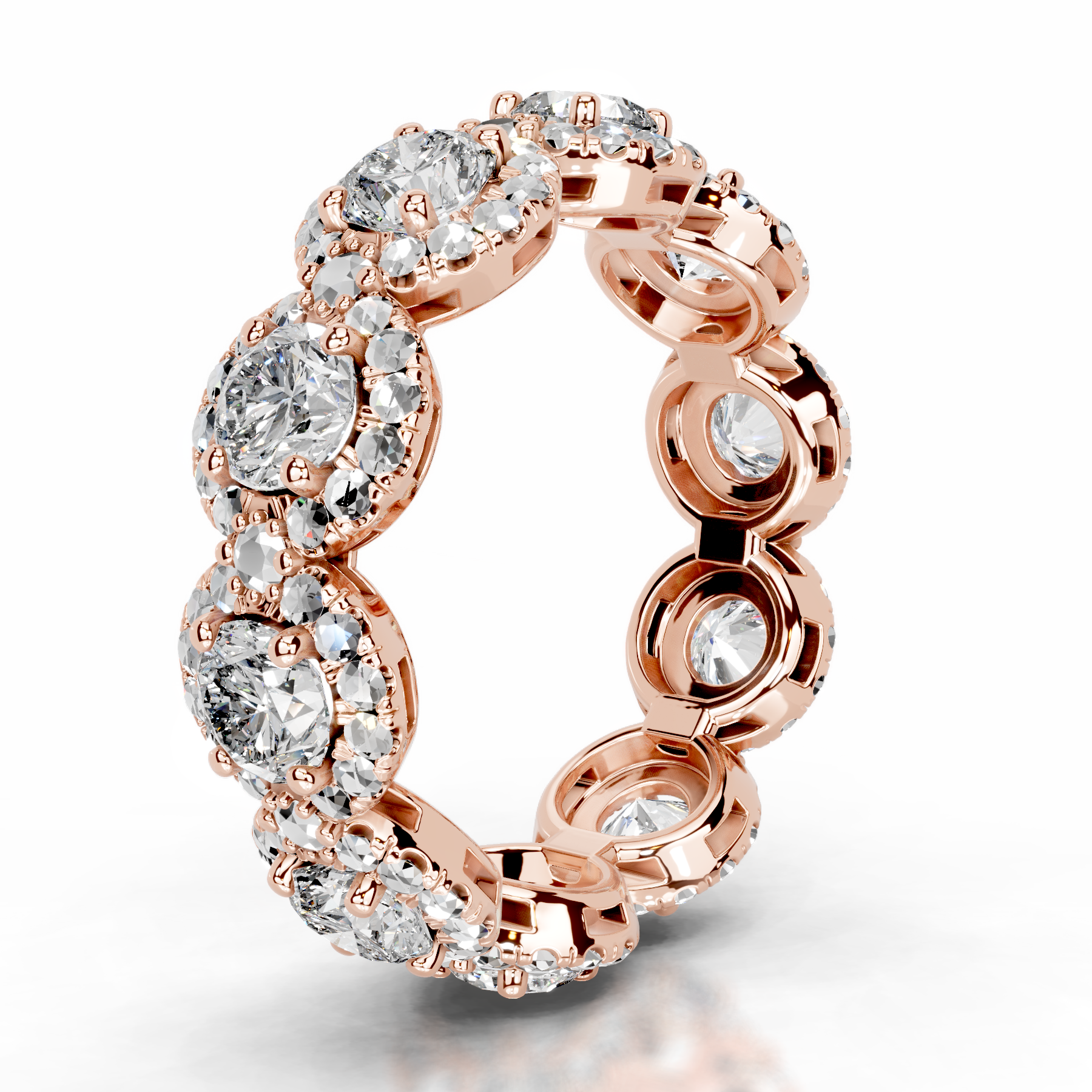 Londyn Diamond Halo Wedding Ring   (3.20 Carat) -14K Rose Gold