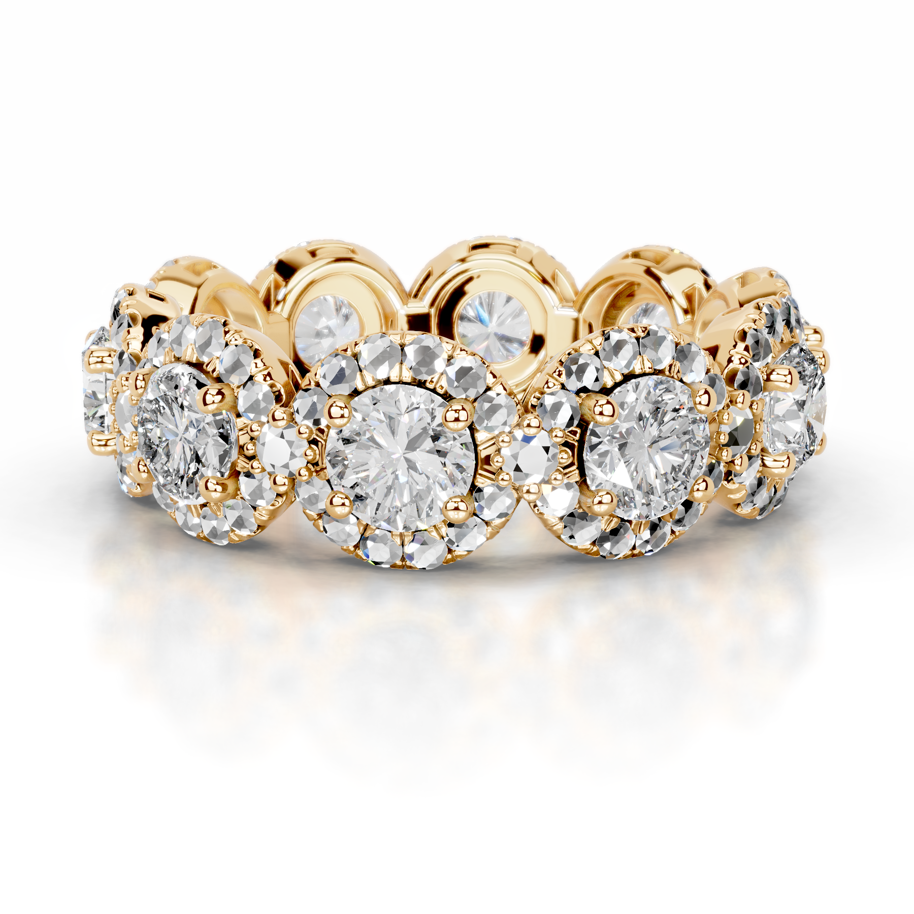 Londyn Diamond Halo Wedding Ring   (3.20 Carat) -18K Yellow Gold