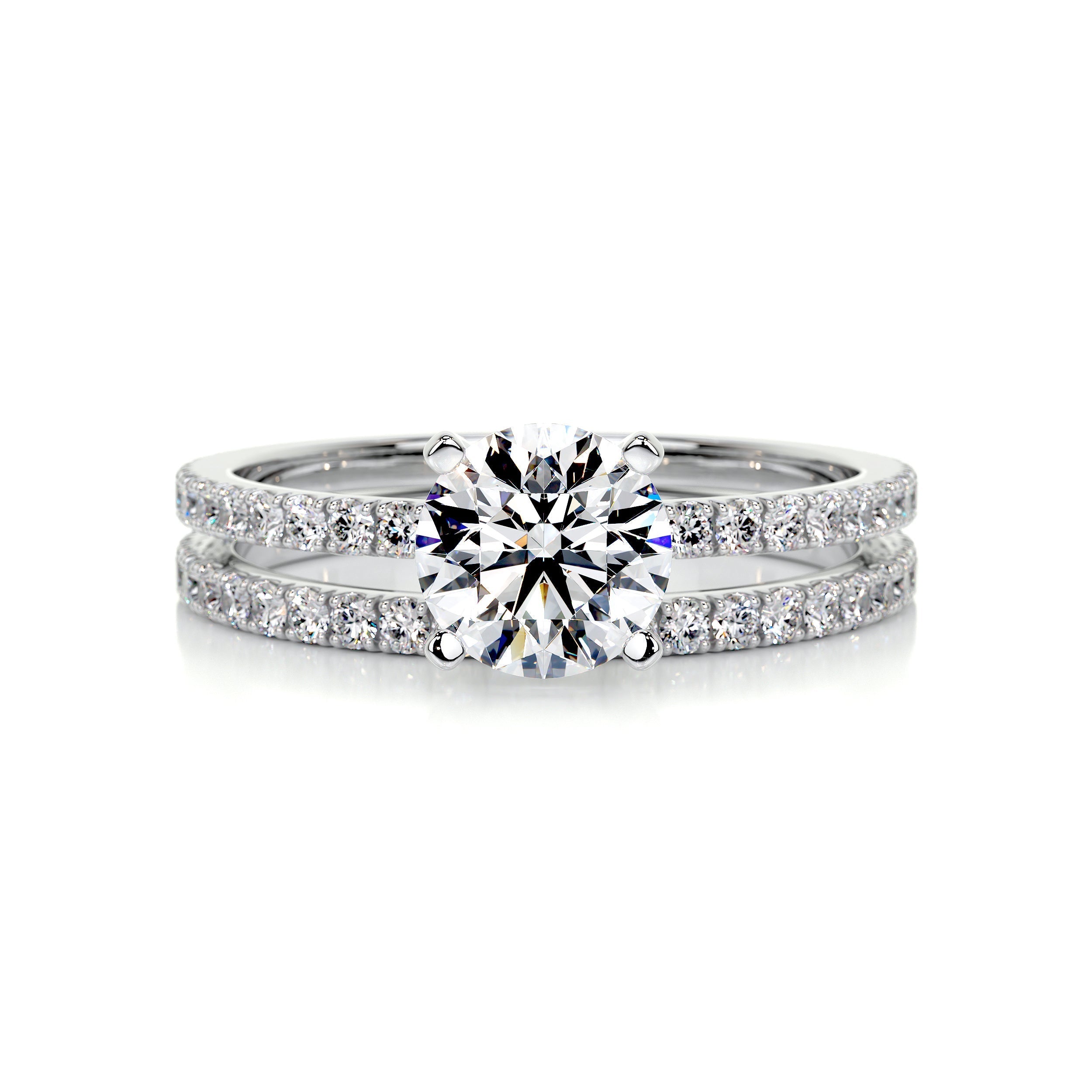 Stephanie Moissanite And Diamonds Bridal Set - 18K White Gold (RTS)