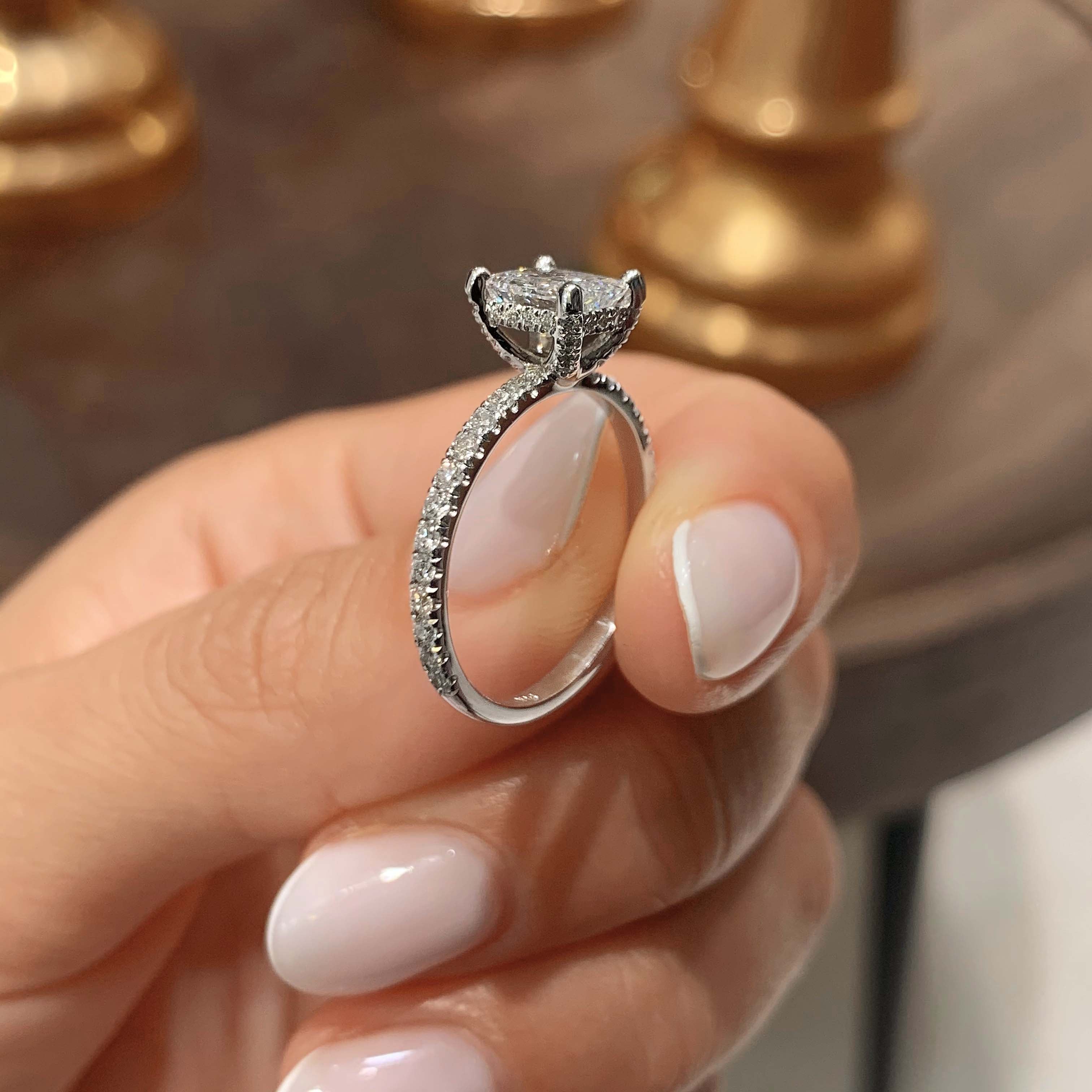 Deborah Moissanite & Diamonds Ring -14K White Gold