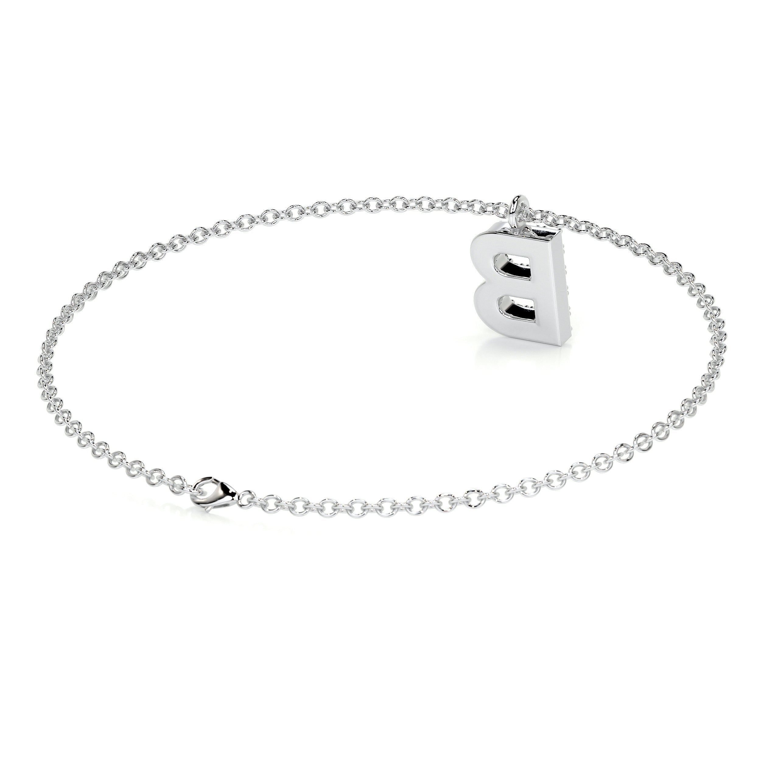 Barbara Letter Diamonds Bracelet   (0.15 Carat) -14K White Gold (RTS)