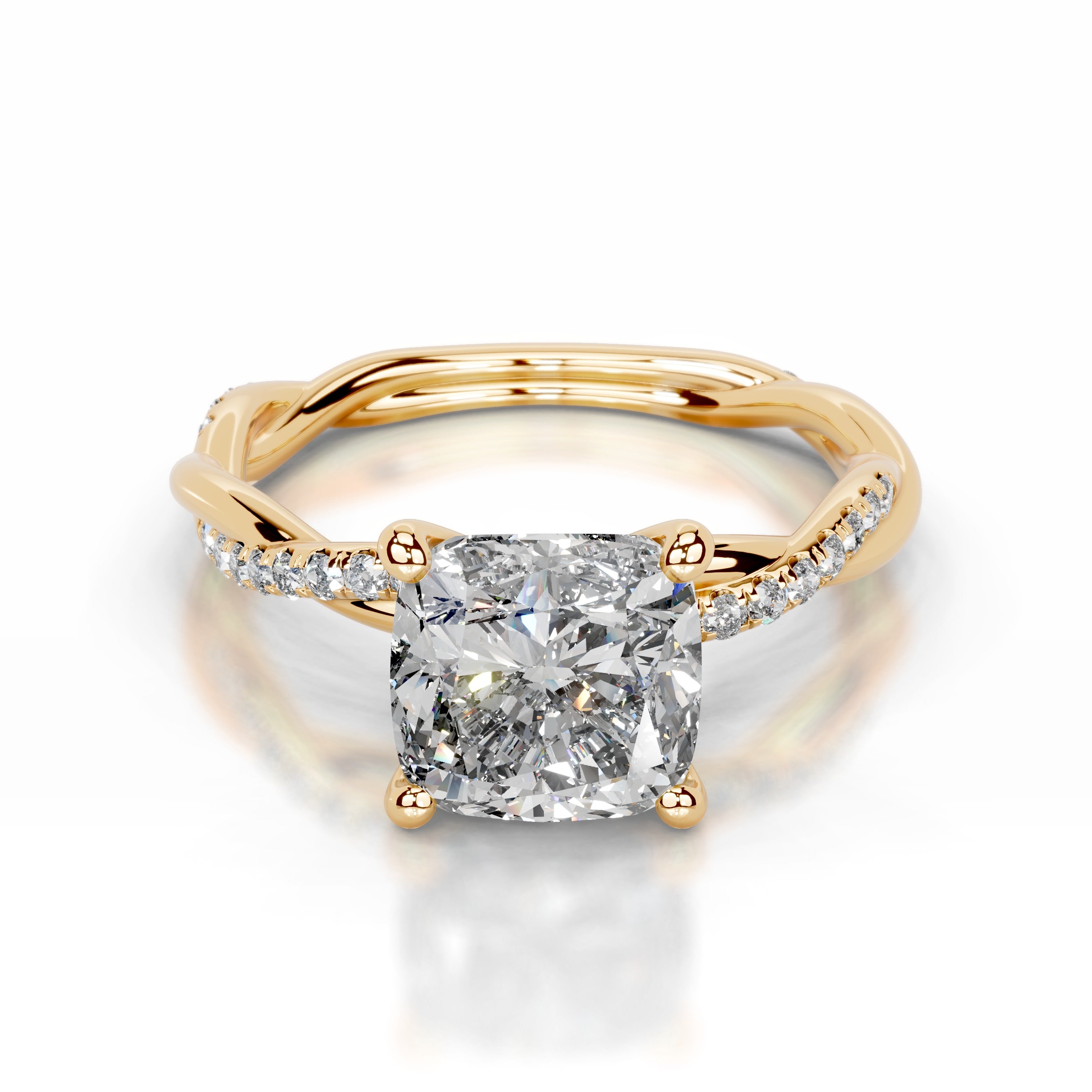 Crystal Lab Grown Diamond Ring - 18K Yellow Gold