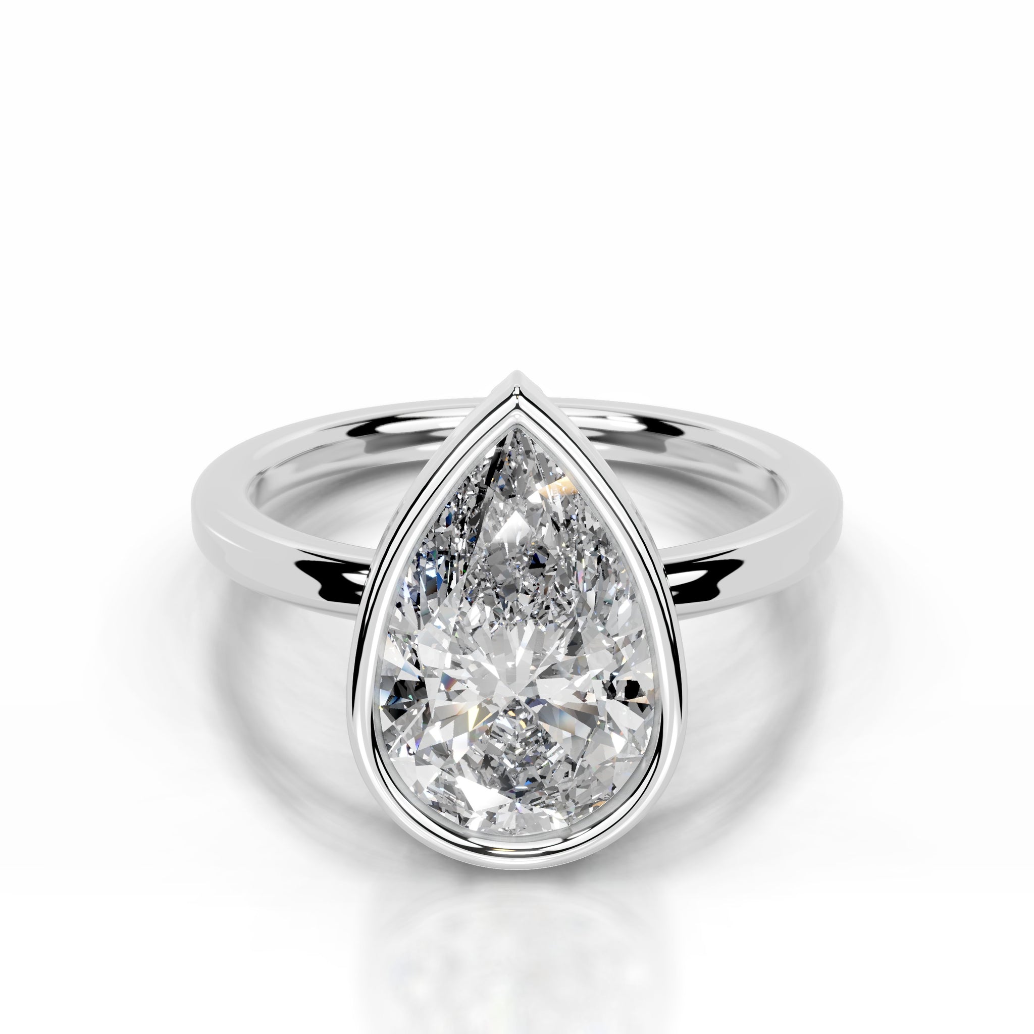 Dima Lab Grown Diamond Ring Pear - Platinum, Bezel, Pear, 2 Carat ...