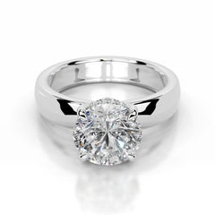 Lux Lab Grown Diamond Ring Round - 14K White Gold
