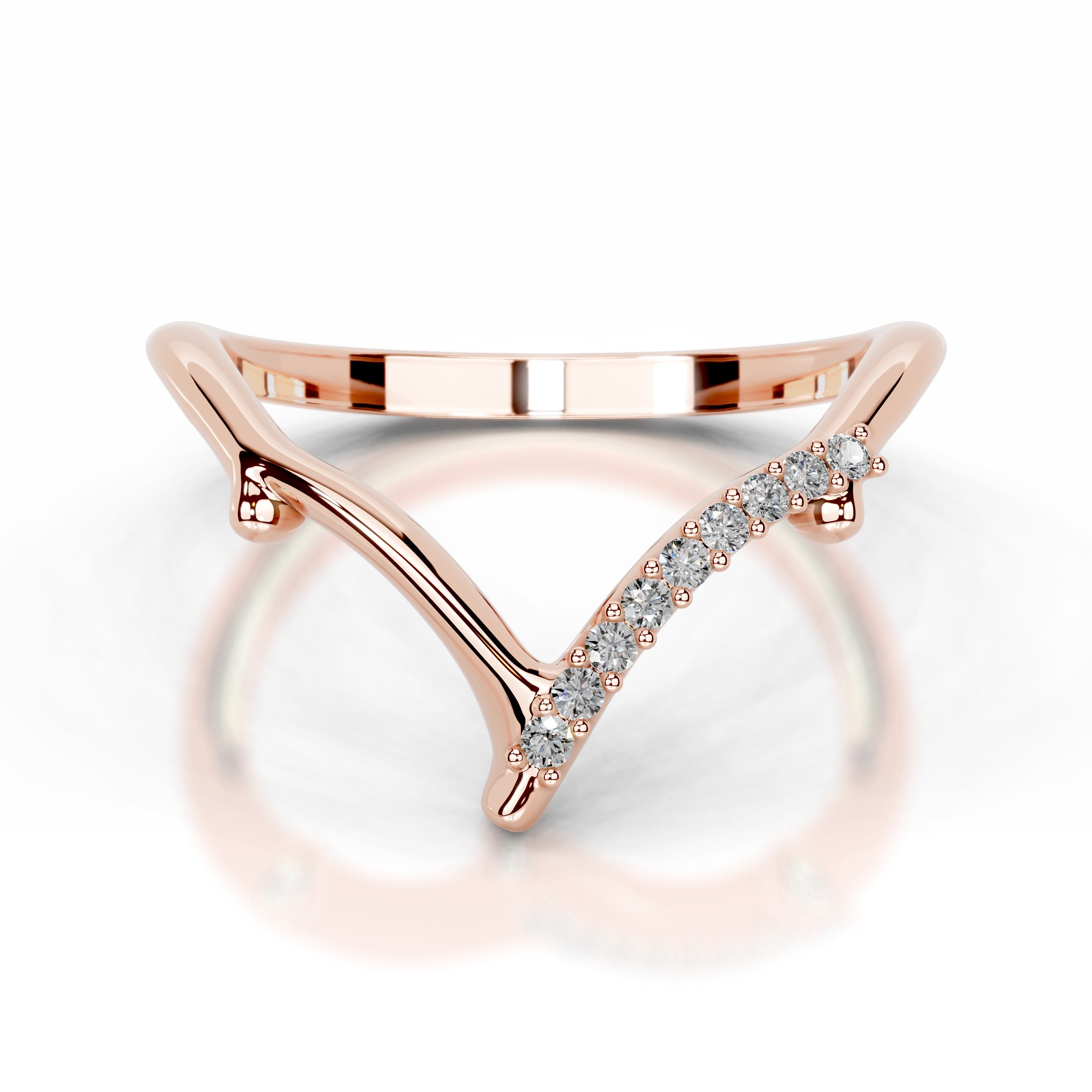 Sparkling brunch Lab Grown Diamond Wedding band - 14K Rose Gold