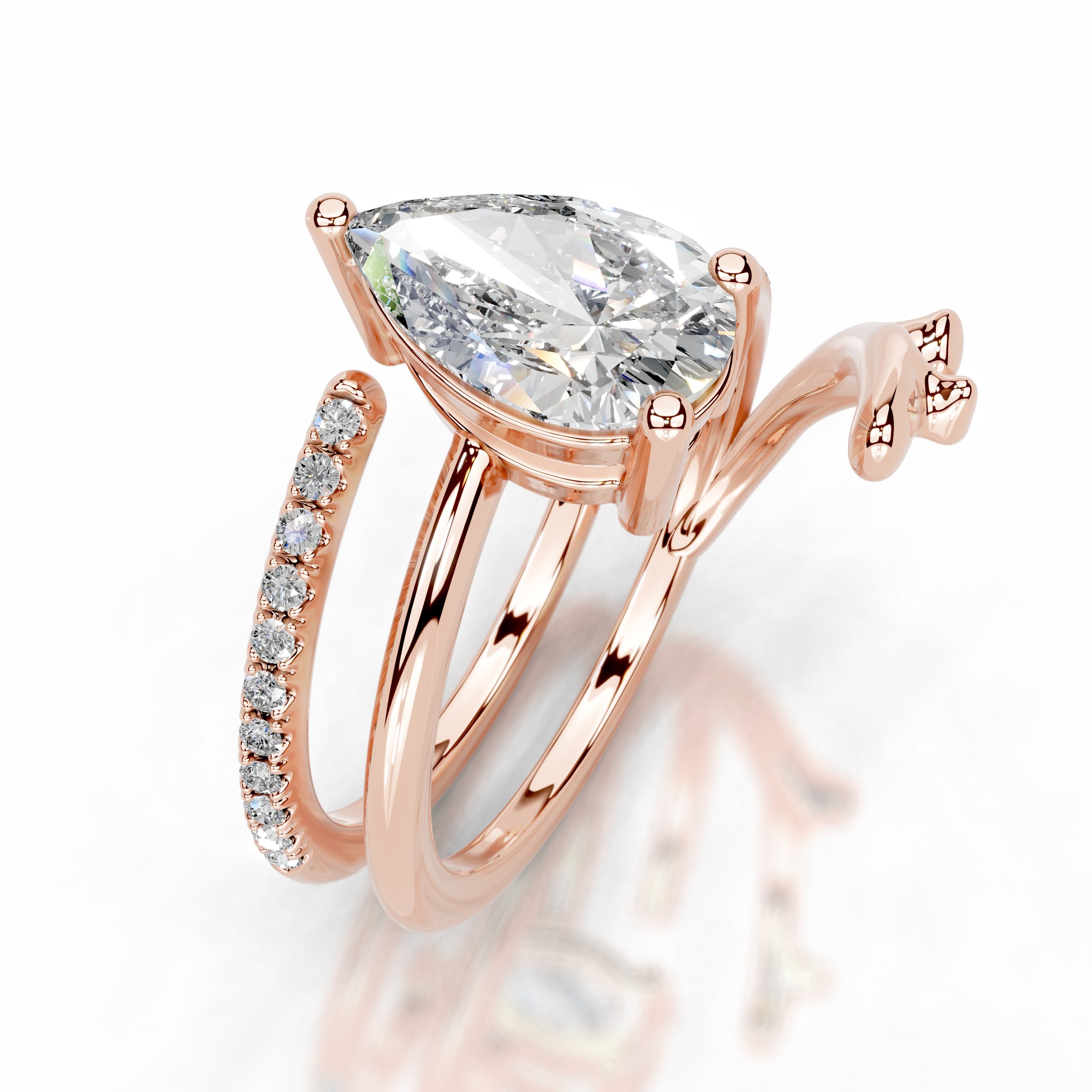 Branching Elegance Lab Grown Diamond Ring - 14K Rose Gold