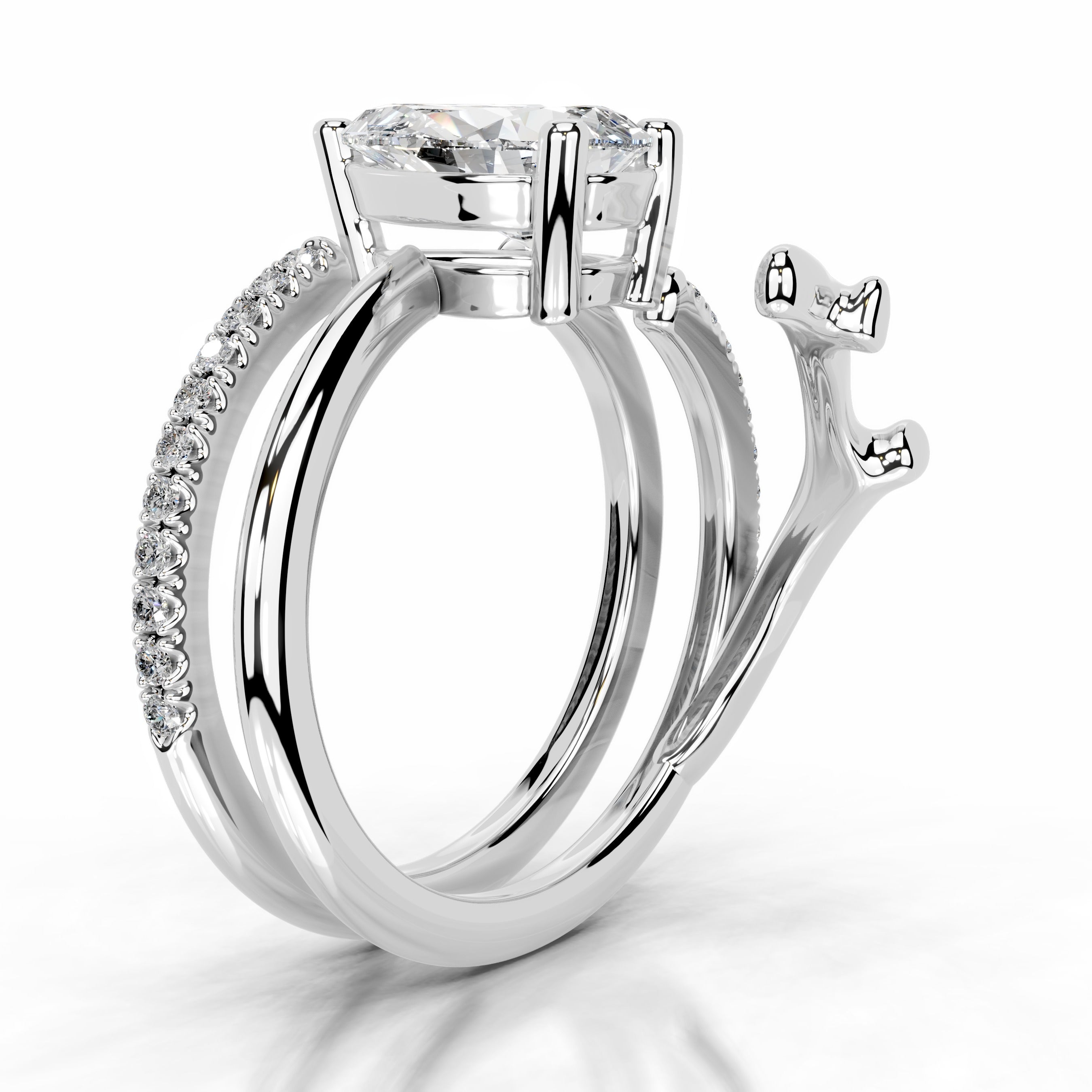 Branching Elegance Lab Grown Diamond Ring - 14K White Gold