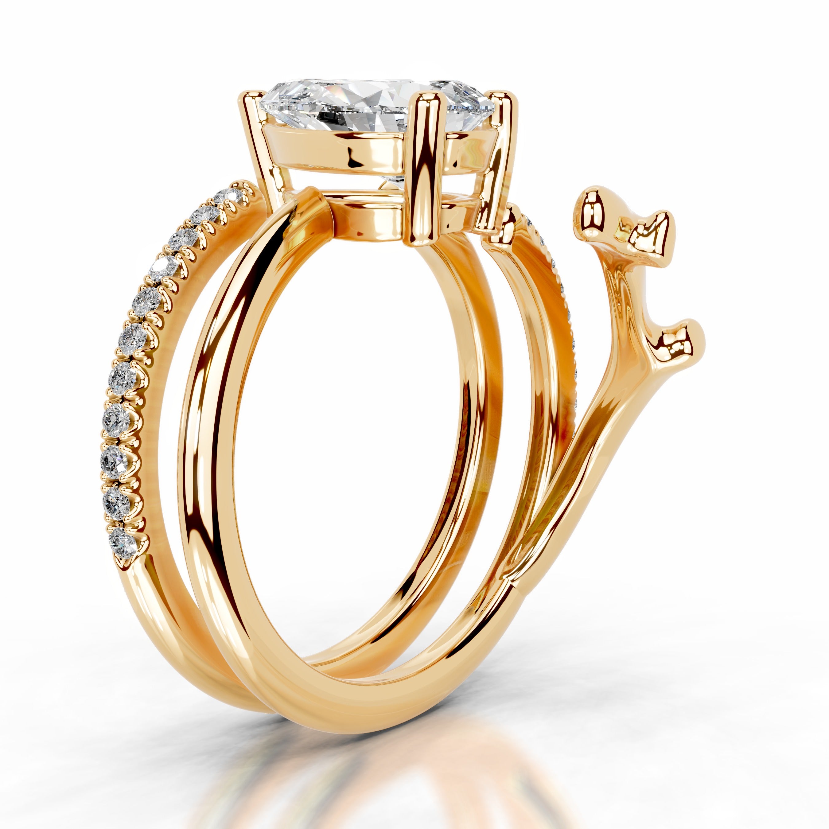 Branching Elegance Lab Grown Diamond Ring - 18K Yellow Gold