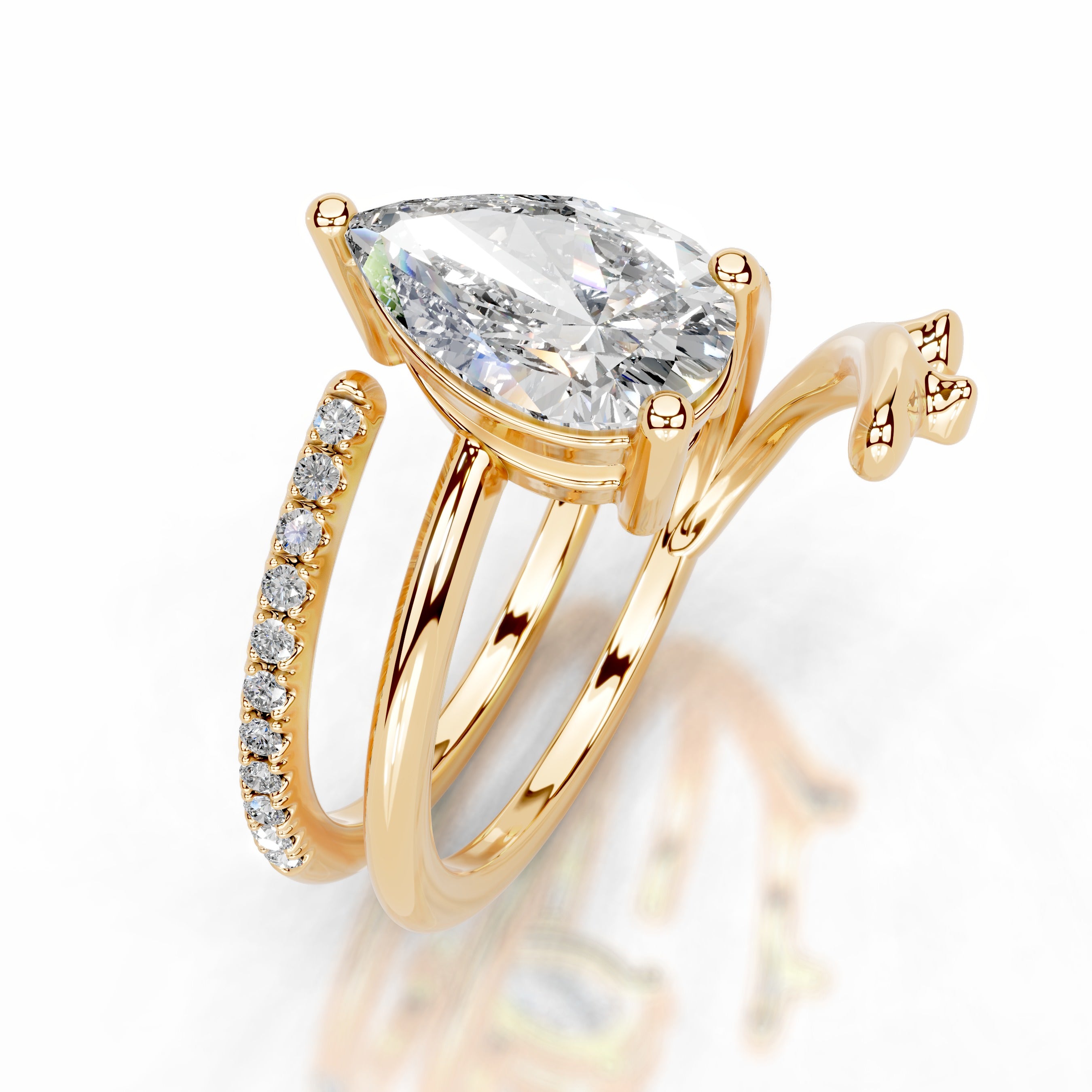 Branching Elegance Lab Grown Diamond Ring - 18K Yellow Gold