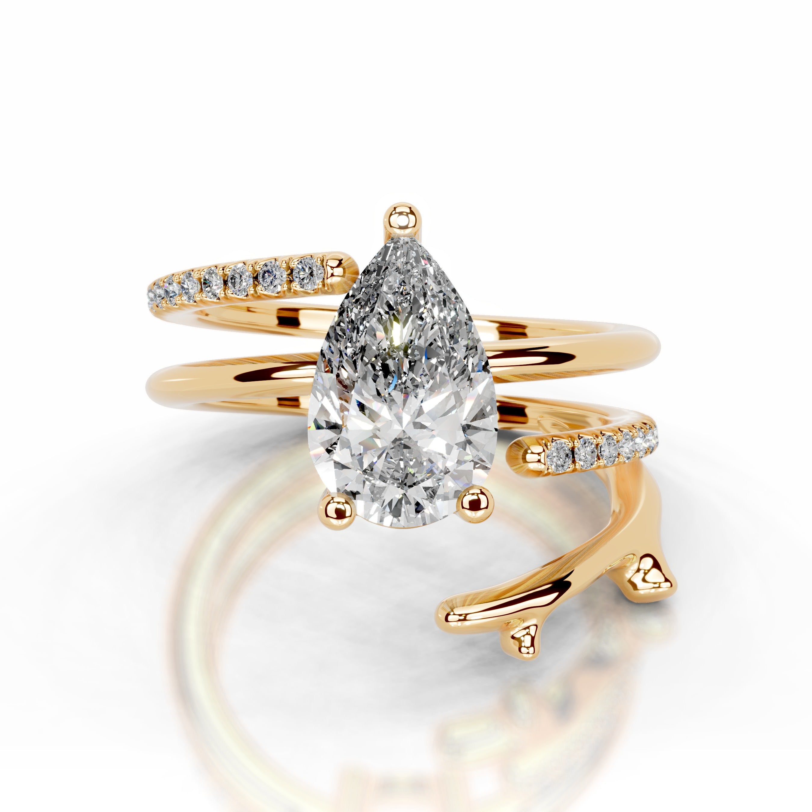 Branching Elegance Lab Grown Diamond Ring - 18K Yellow Gold