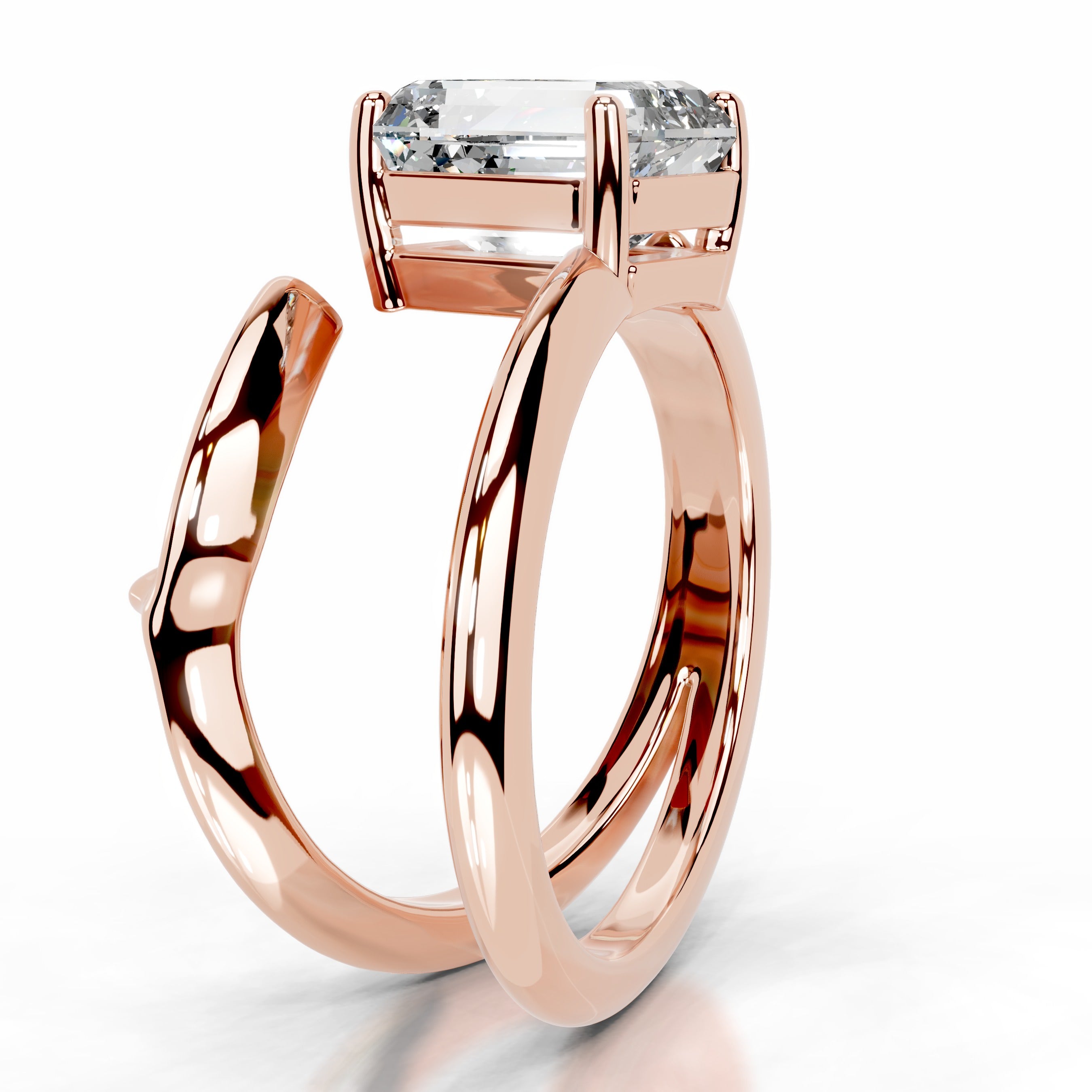 Emerald Embrace Lab Grown Diamond Ring - 14K Rose Gold