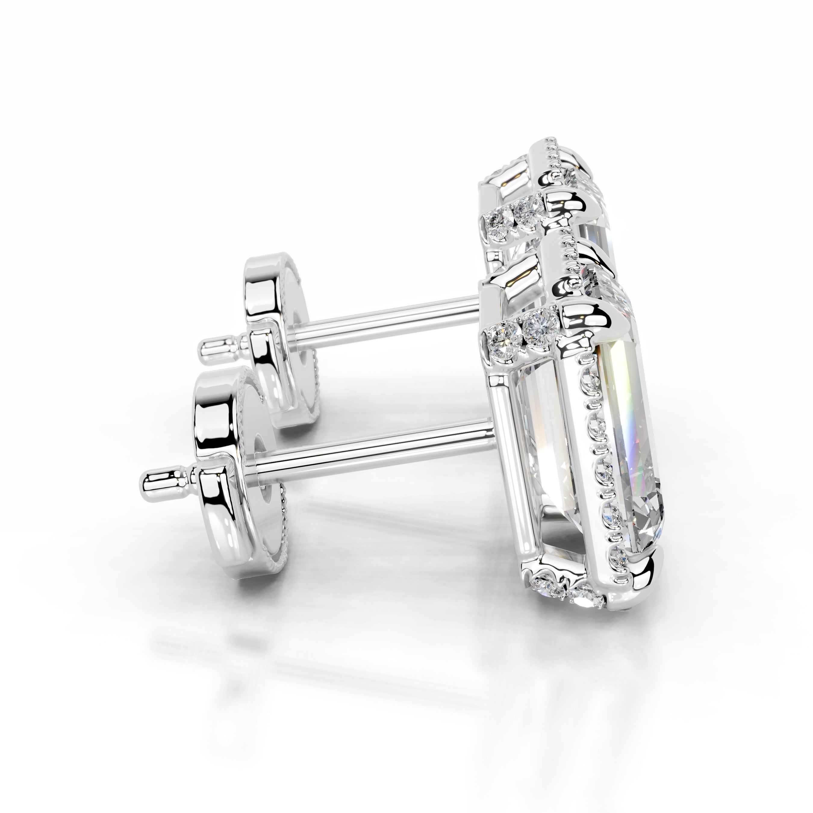 Ophelia Lab Grown Diamond Halo Earrings   (2.30 Carat) -14K White Gold (RTS)