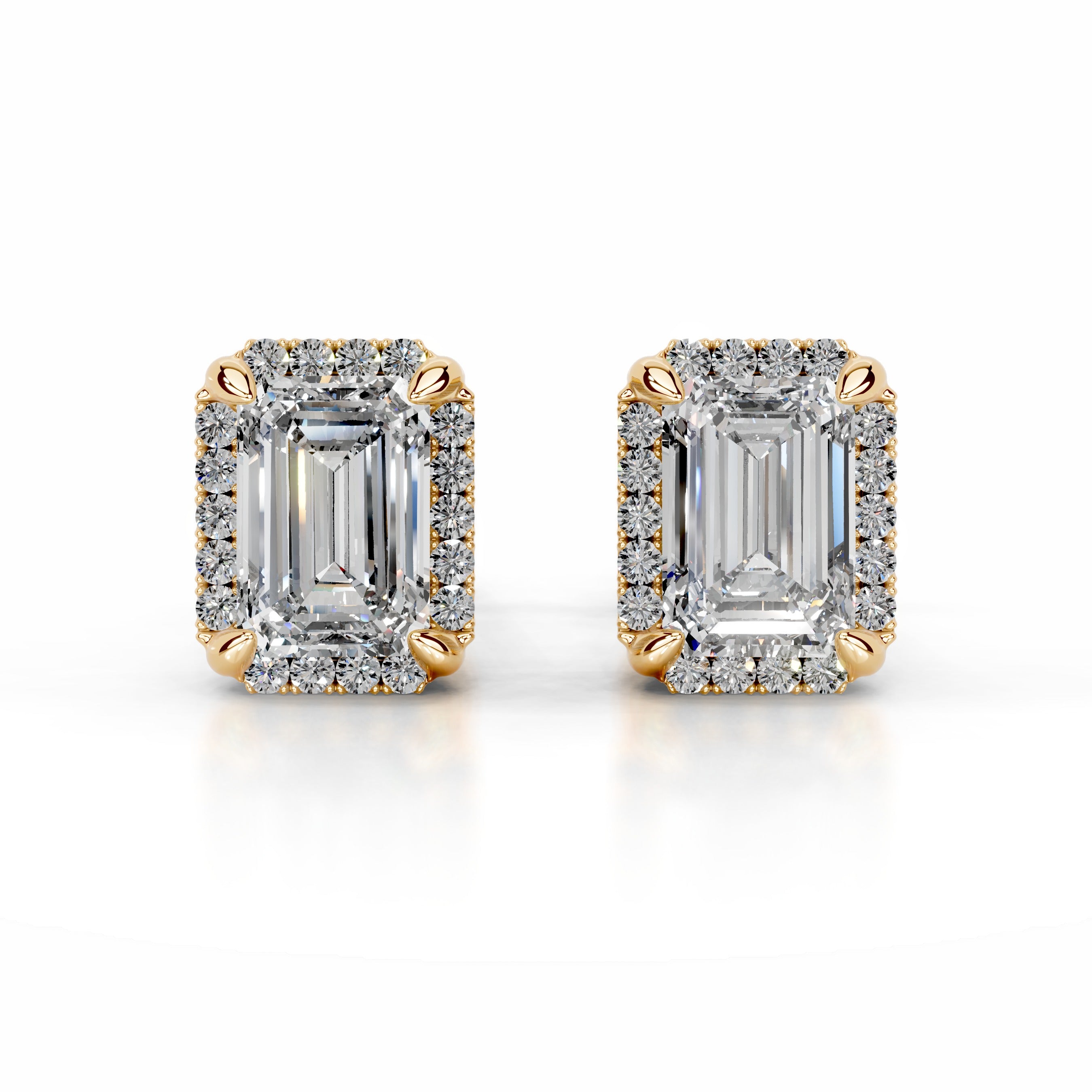 Ophelia Lab Grown Diamond Halo Earrings   (2.30 Carat) -18K Yellow Gold