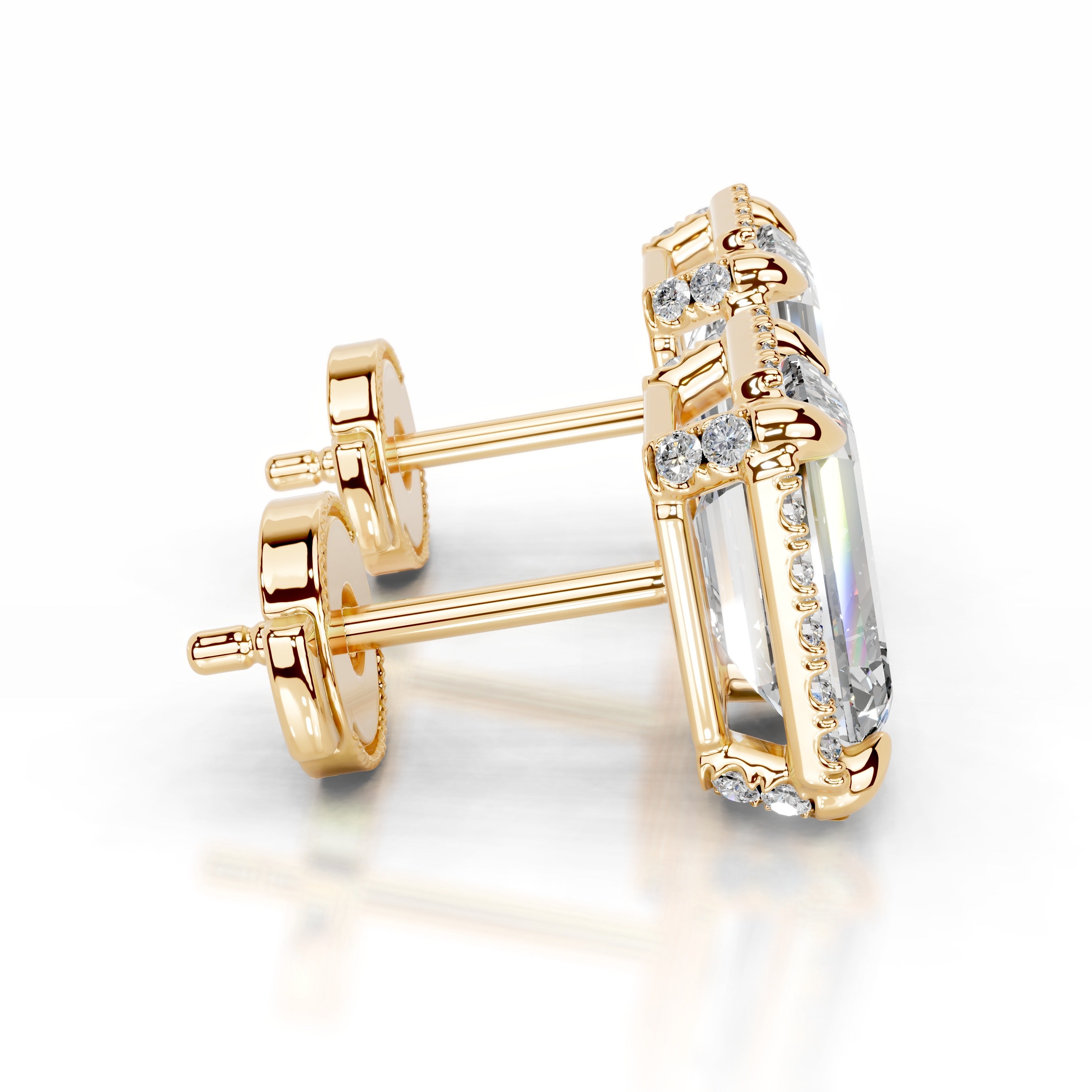 Ophelia Lab Grown Diamond Halo Earrings   (2.30 Carat) -18K Yellow Gold