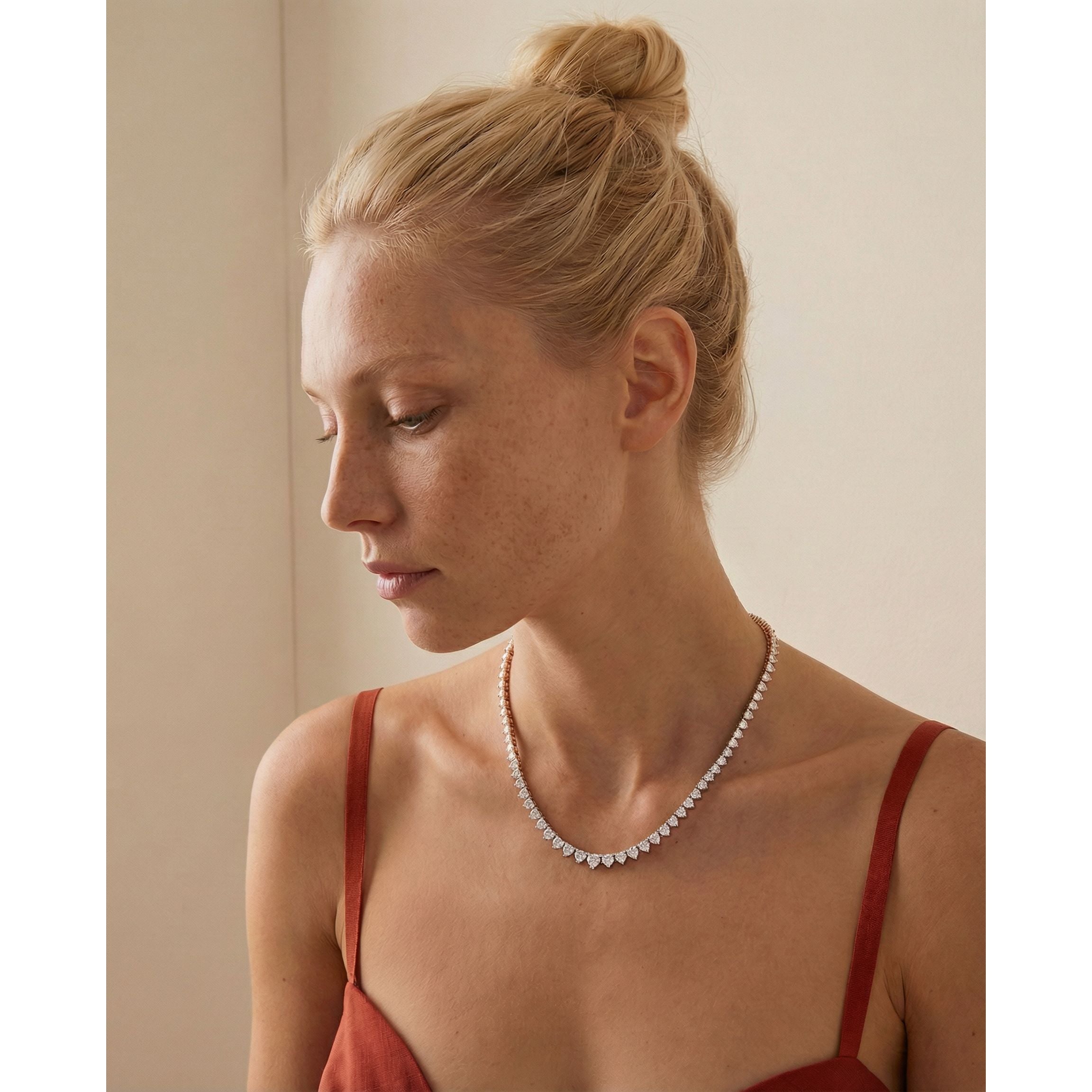 Lou Diamond Tennis Collier (4 Carat) -14K Rose Gold