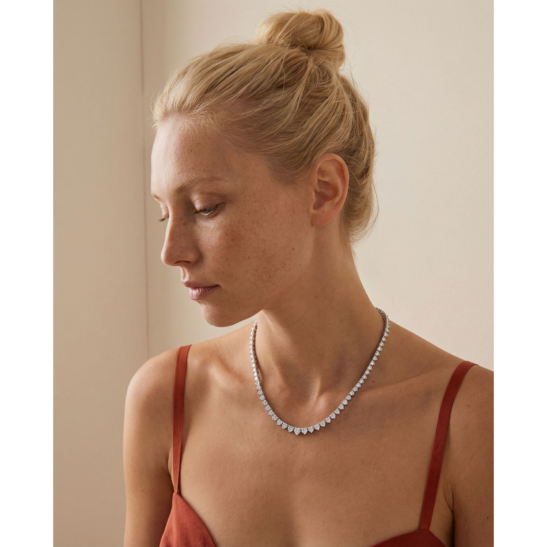 Lou Diamond Tennis Collier (4 Carat) -14K White Gold