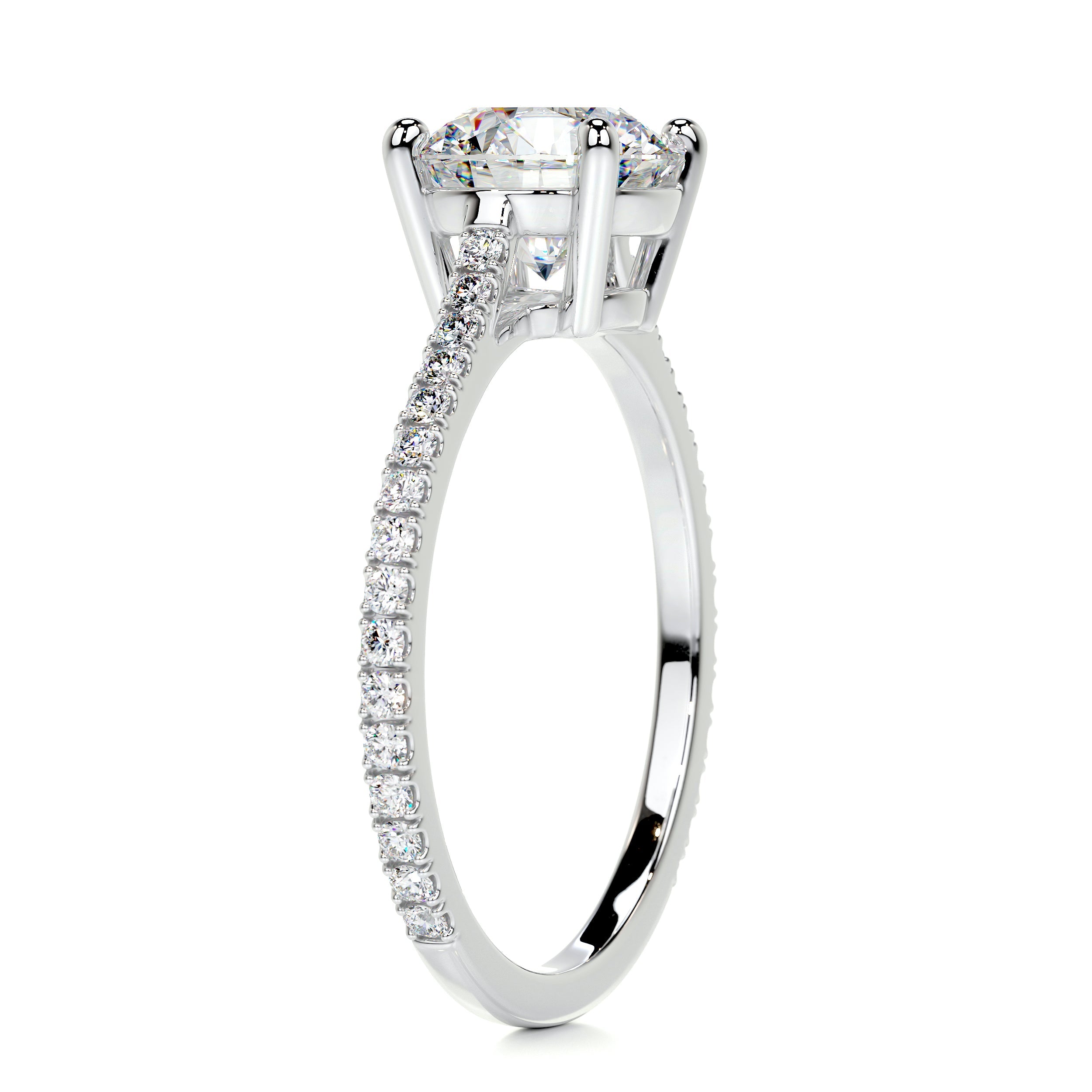 Anna Moissanite & Diamonds Ring   (2.25 Carat) -14K White Gold (RTS)