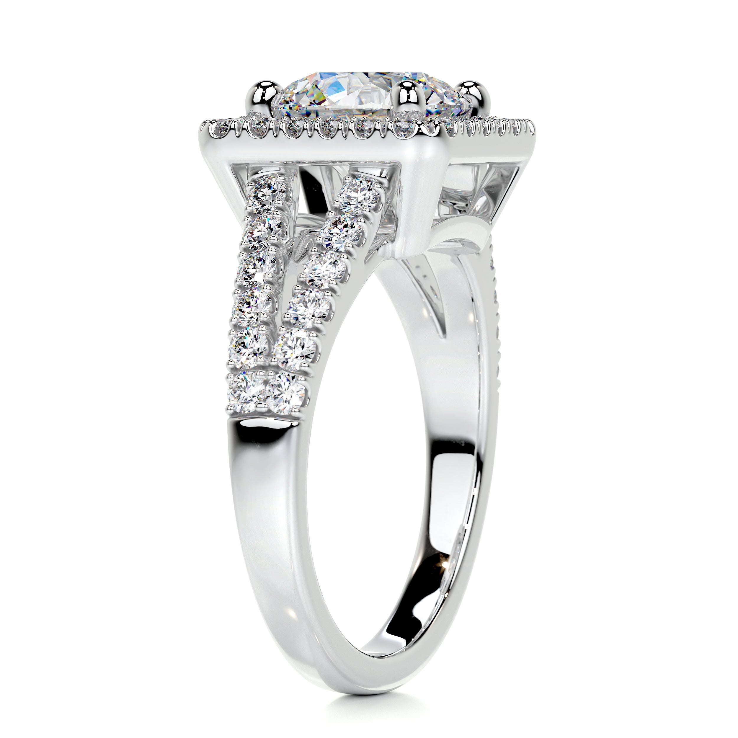 Addison Moissanite & Diamonds Ring   (2.5 Carat) -14K White Gold (RTS)