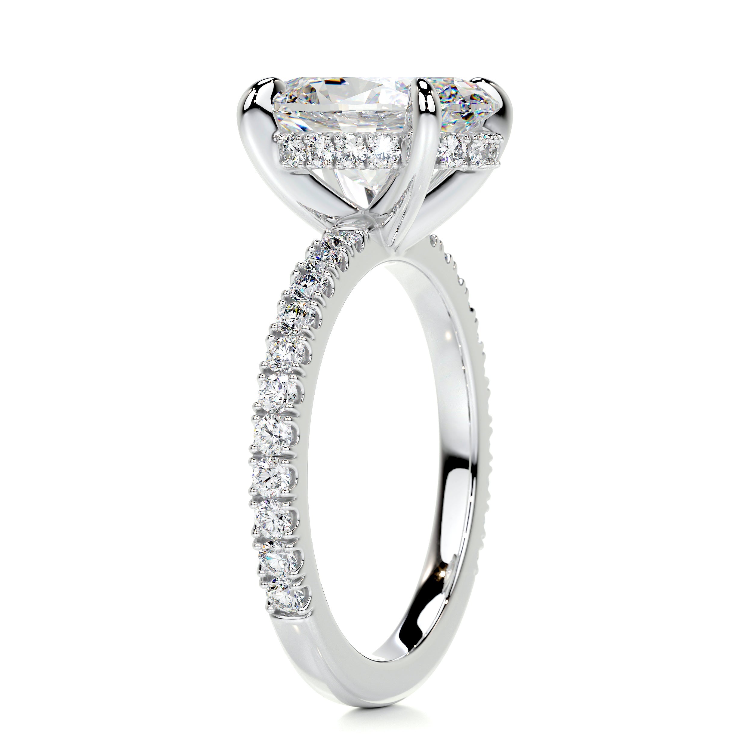 Lucy Moissanite & Diamonds Ring -18K White Gold (RTS)