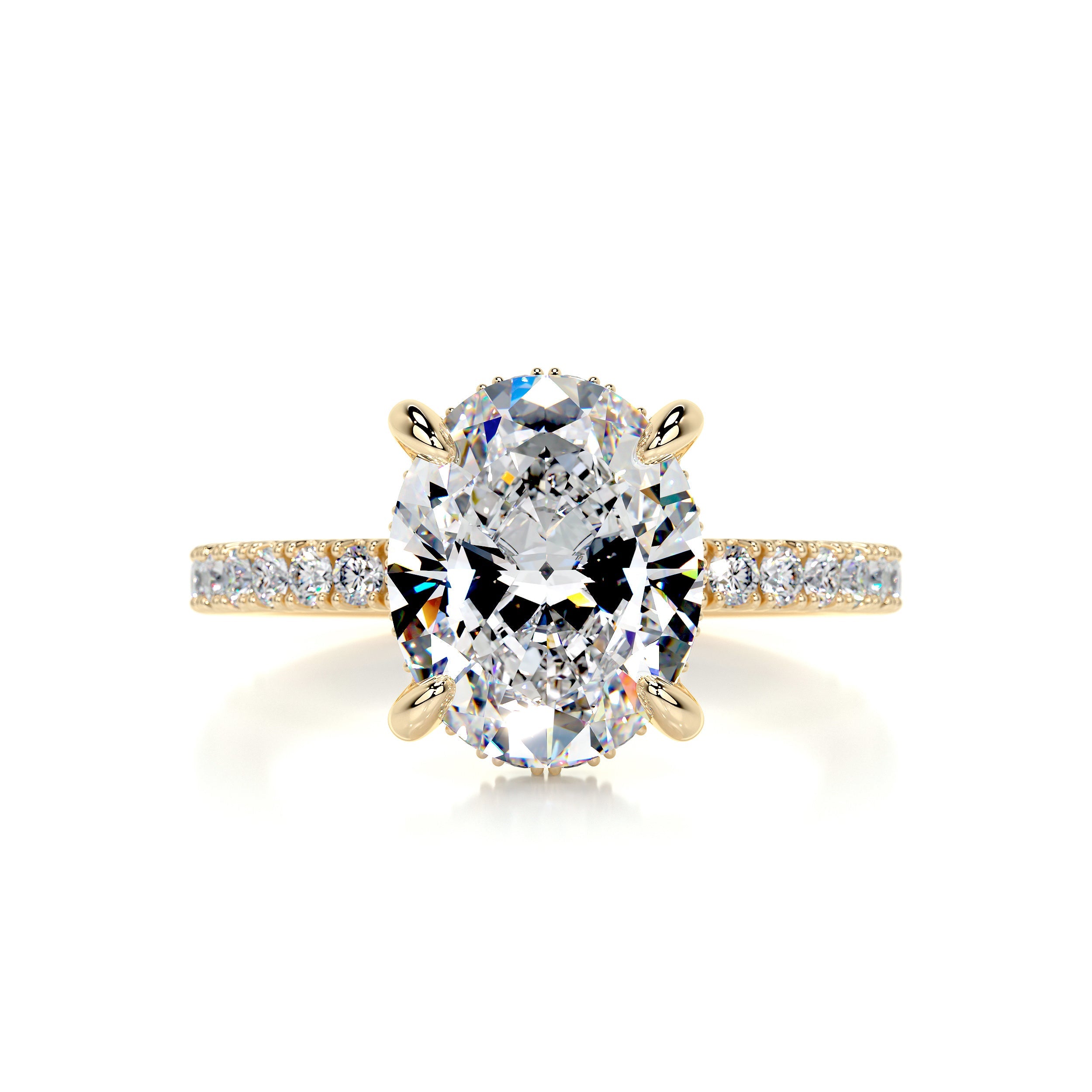 Lucy Moissanite & Diamond Ring -18K Yellow Gold (RTS)