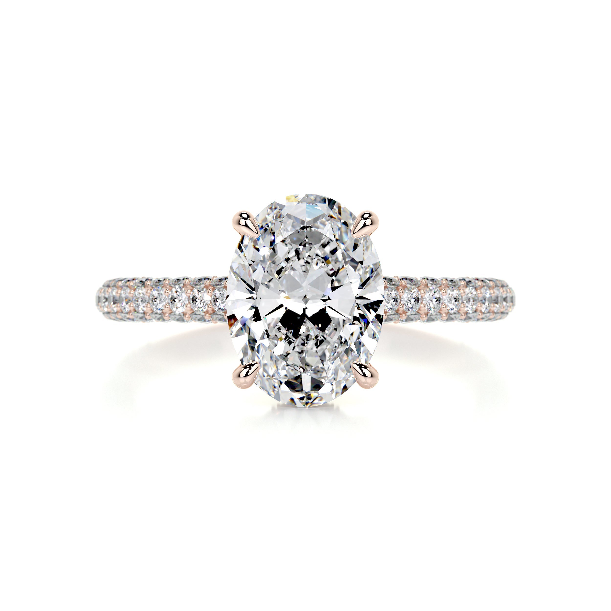 Rebecca Moissanite & Diamonds Ring   (3.5 Carat) -14K Rose Gold (RTS)