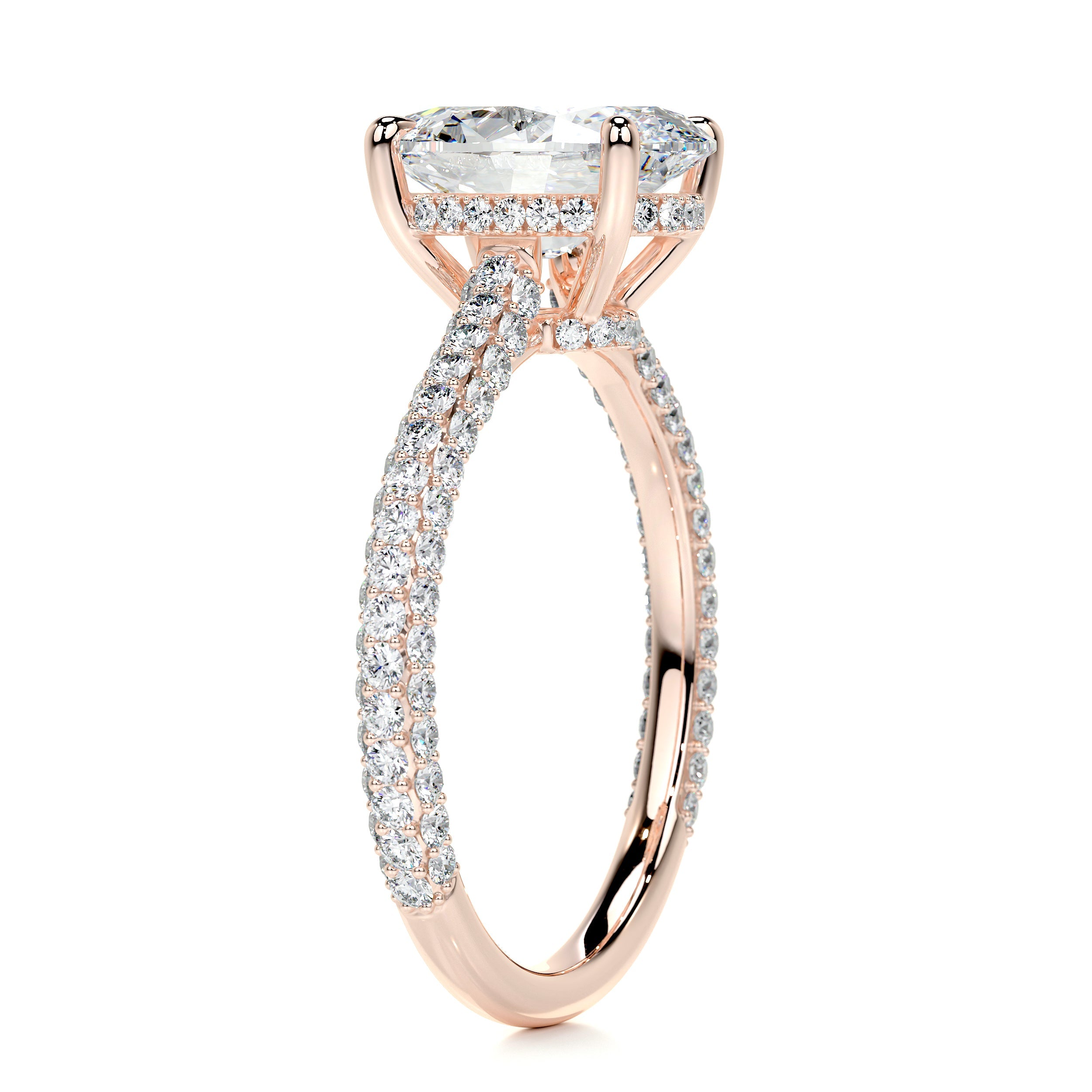 Rebecca Moissanite & Diamonds Ring   (3.5 Carat) -14K Rose Gold (RTS)