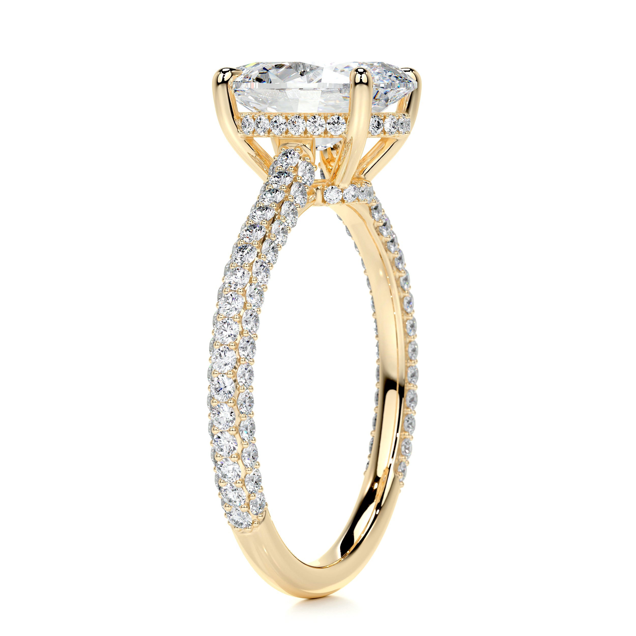 Rebecca Moissanite & Diamonds Ring   (3.5 Carat) -14K Yellow Gold (RTS)