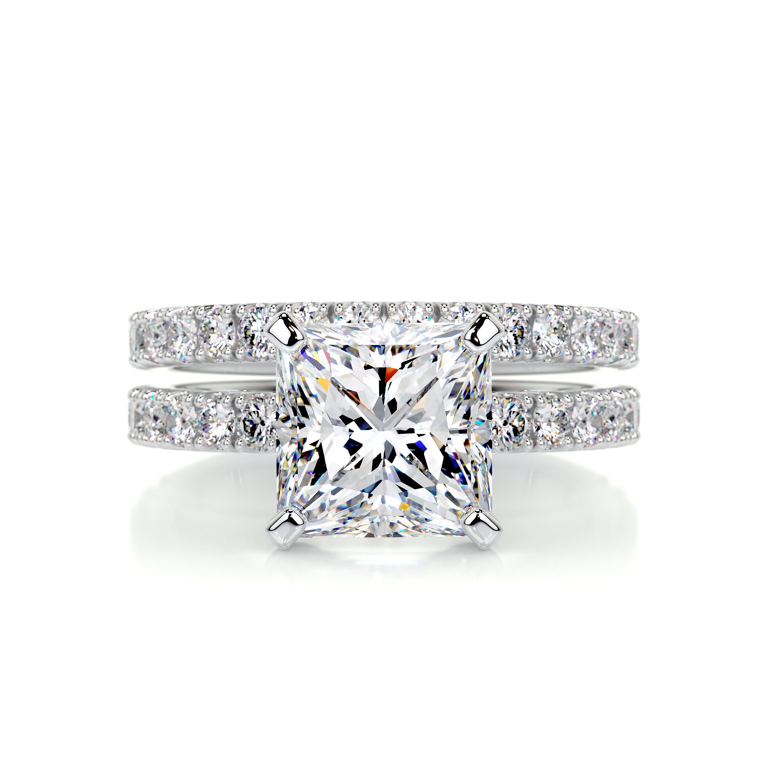 Blair Moissanite & Diamonds Bridal Set -14K White Gold  (RTS)