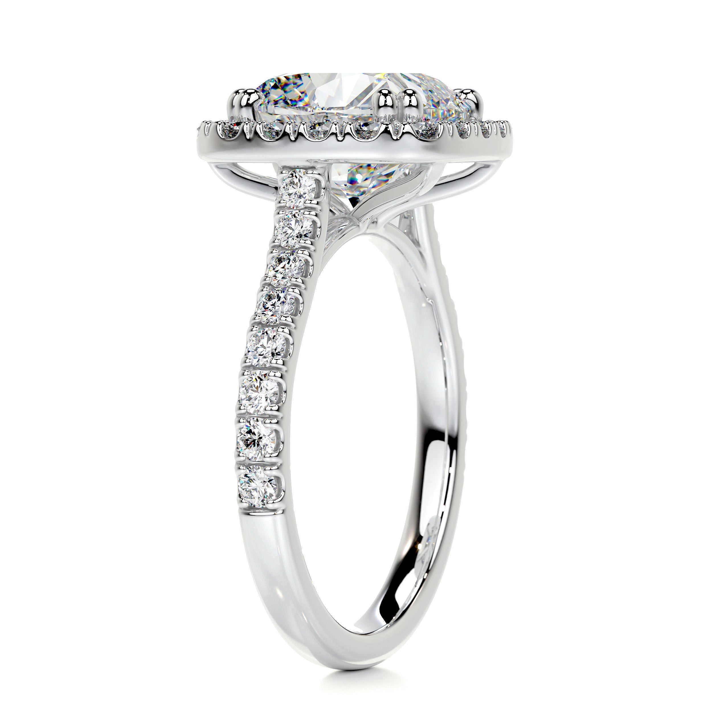 Jacqueline Moissanite & Diamonds Ring   (5.2 Carat) -14K White Gold (RTS)