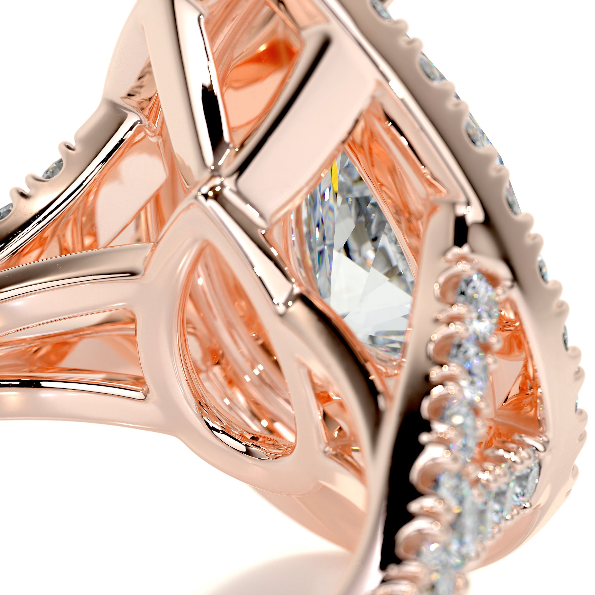 Melanie Moissanite & Diamond Ring -14K Rose Gold  (RTS)