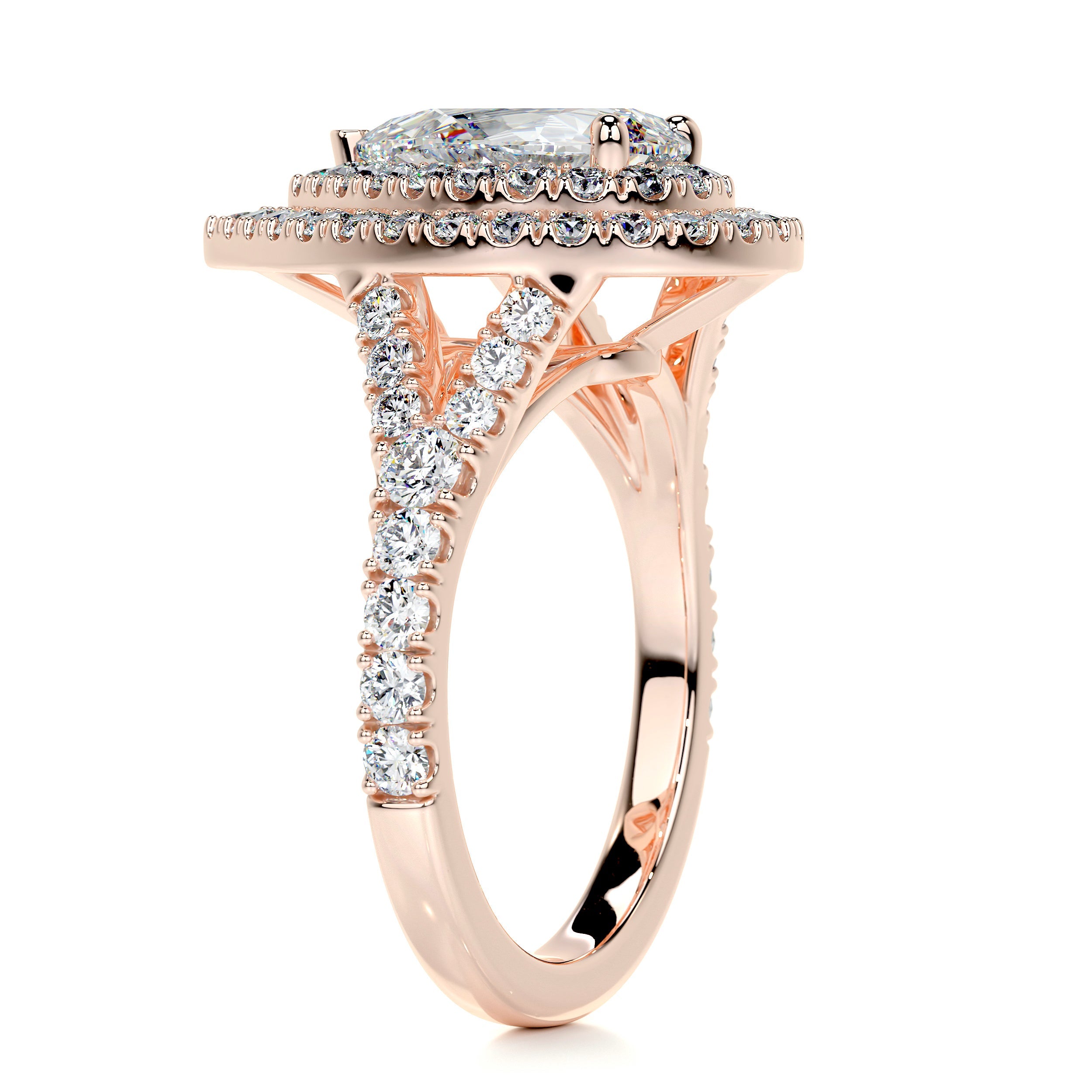 Melanie Moissanite & Diamond Ring -14K Rose Gold  (RTS)