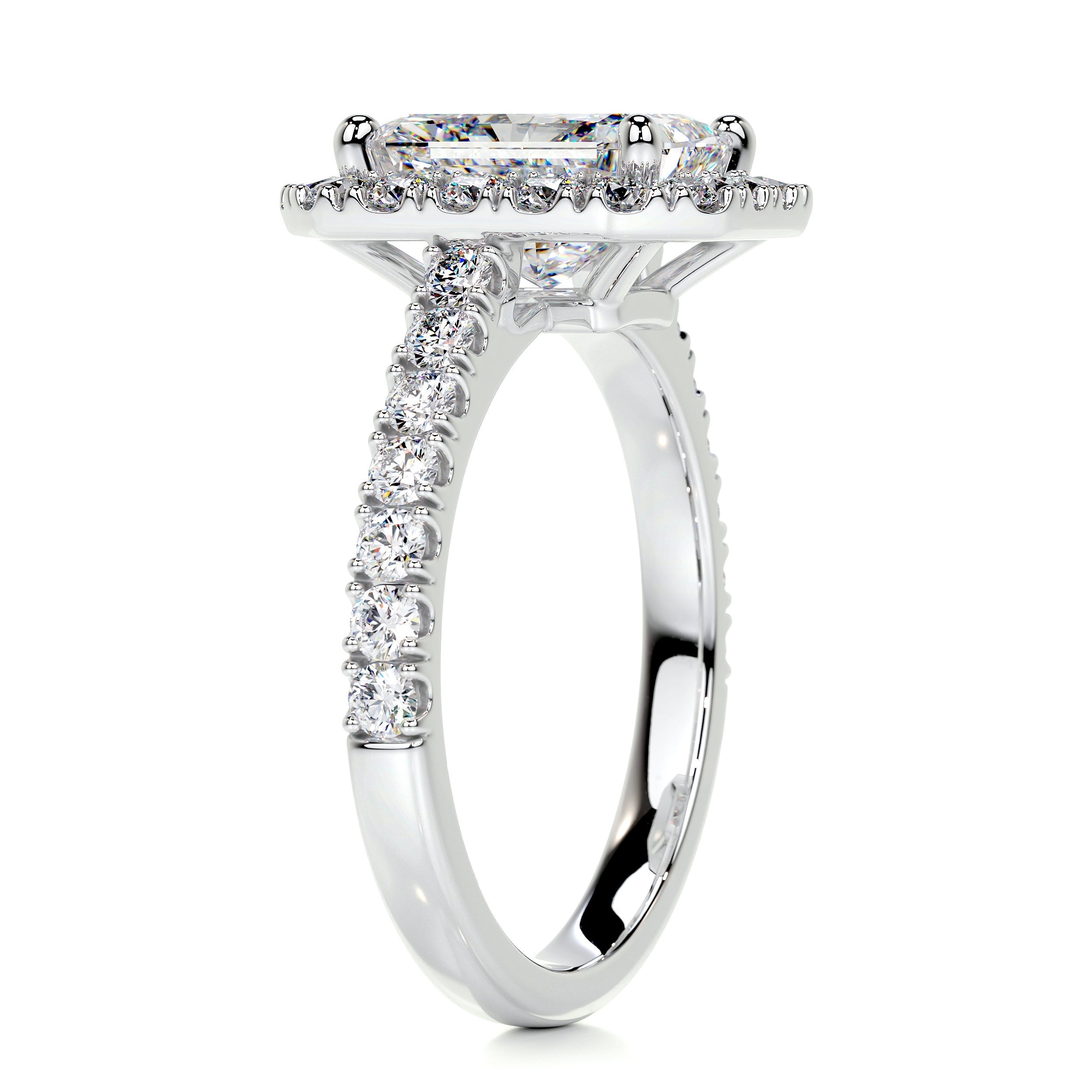 Andrea Moissanite & Diamond Ring -18K White Gold  (RTS)