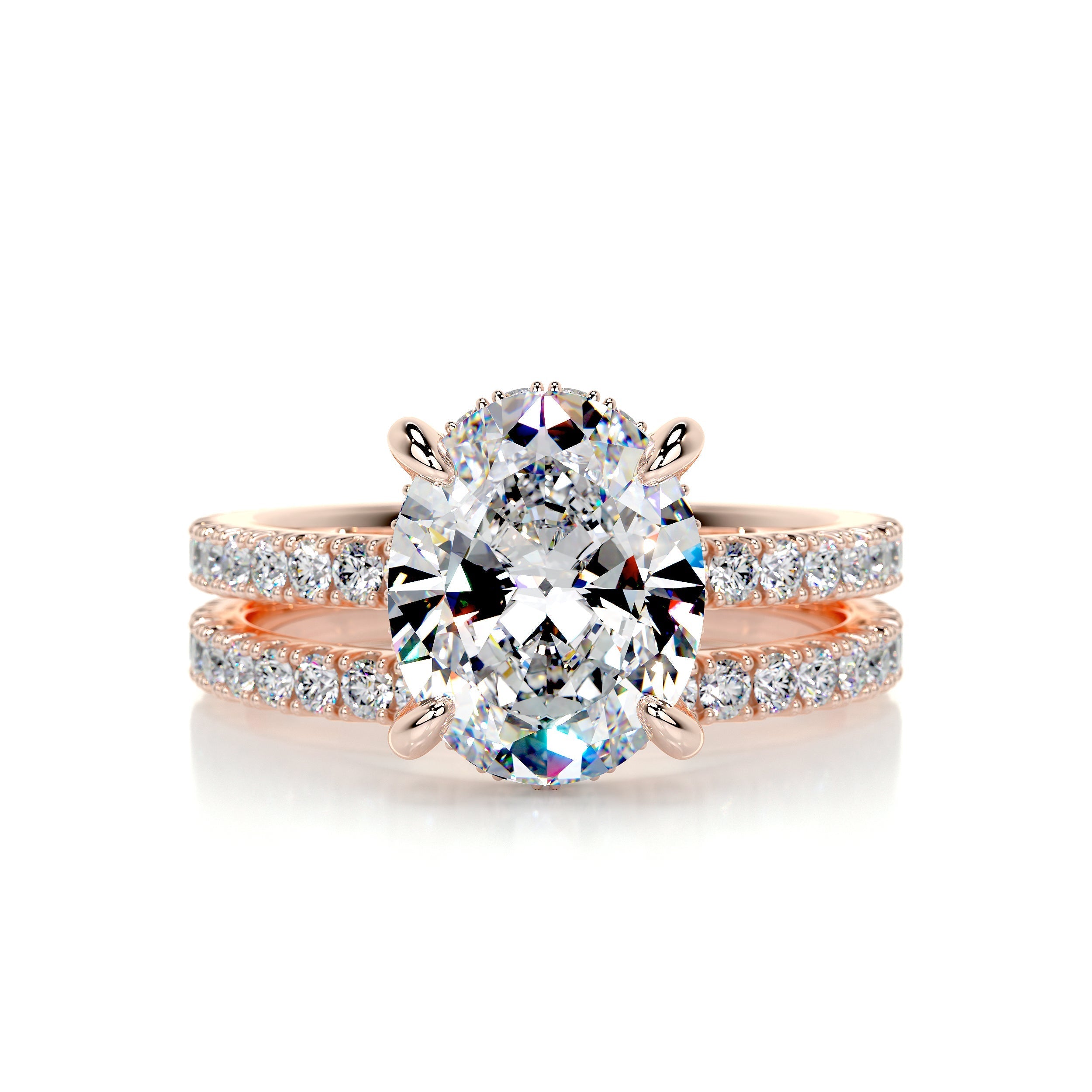 Lucy Moissanite & Diamonds Bridal Set -14K Rose Gold (RTS) (RTS)