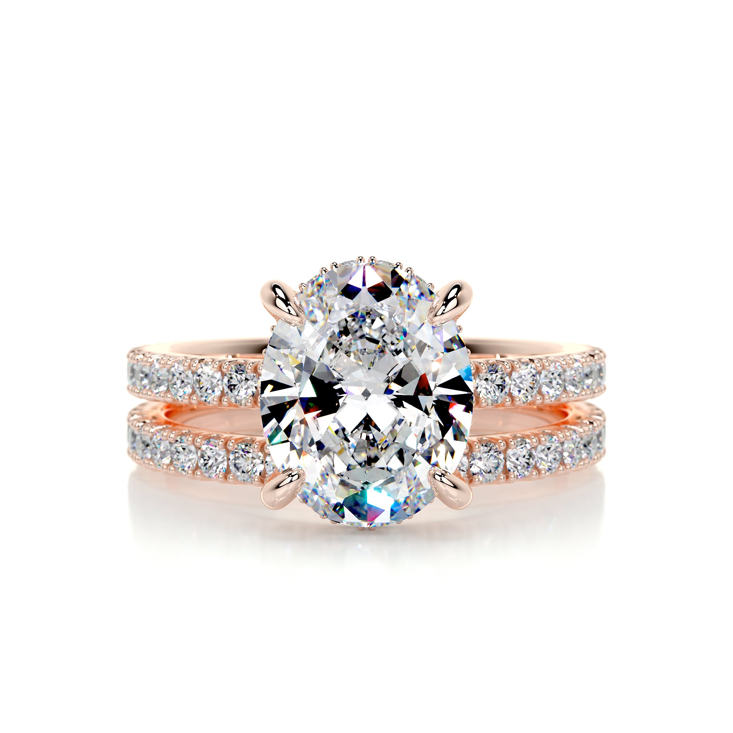 Lucy Moissanite & Diamonds Bridal Set -14K Rose Gold (RTS)