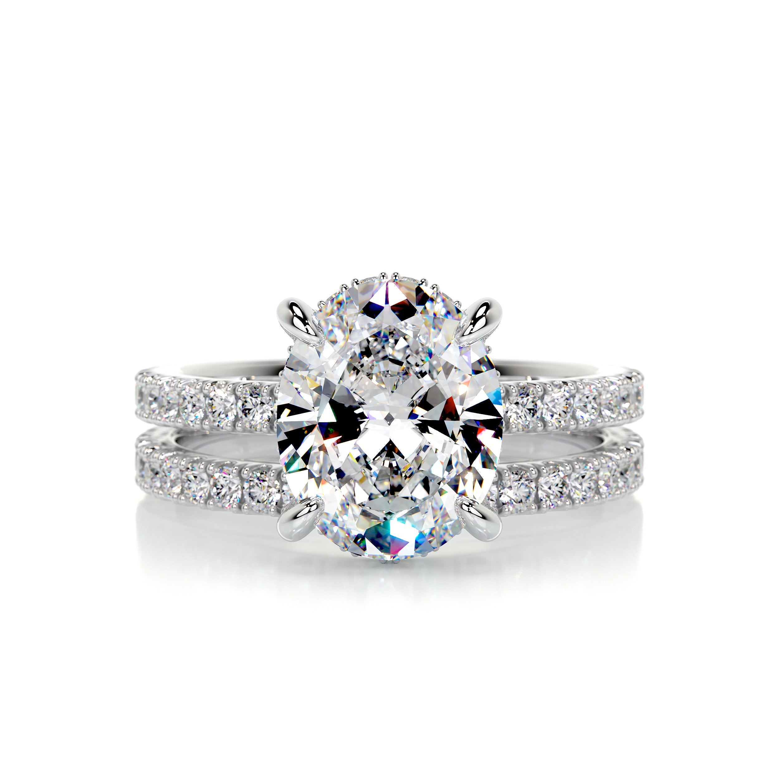 Lucy Moissanite & Diamonds Bridal Set -18K White Gold (RTS)