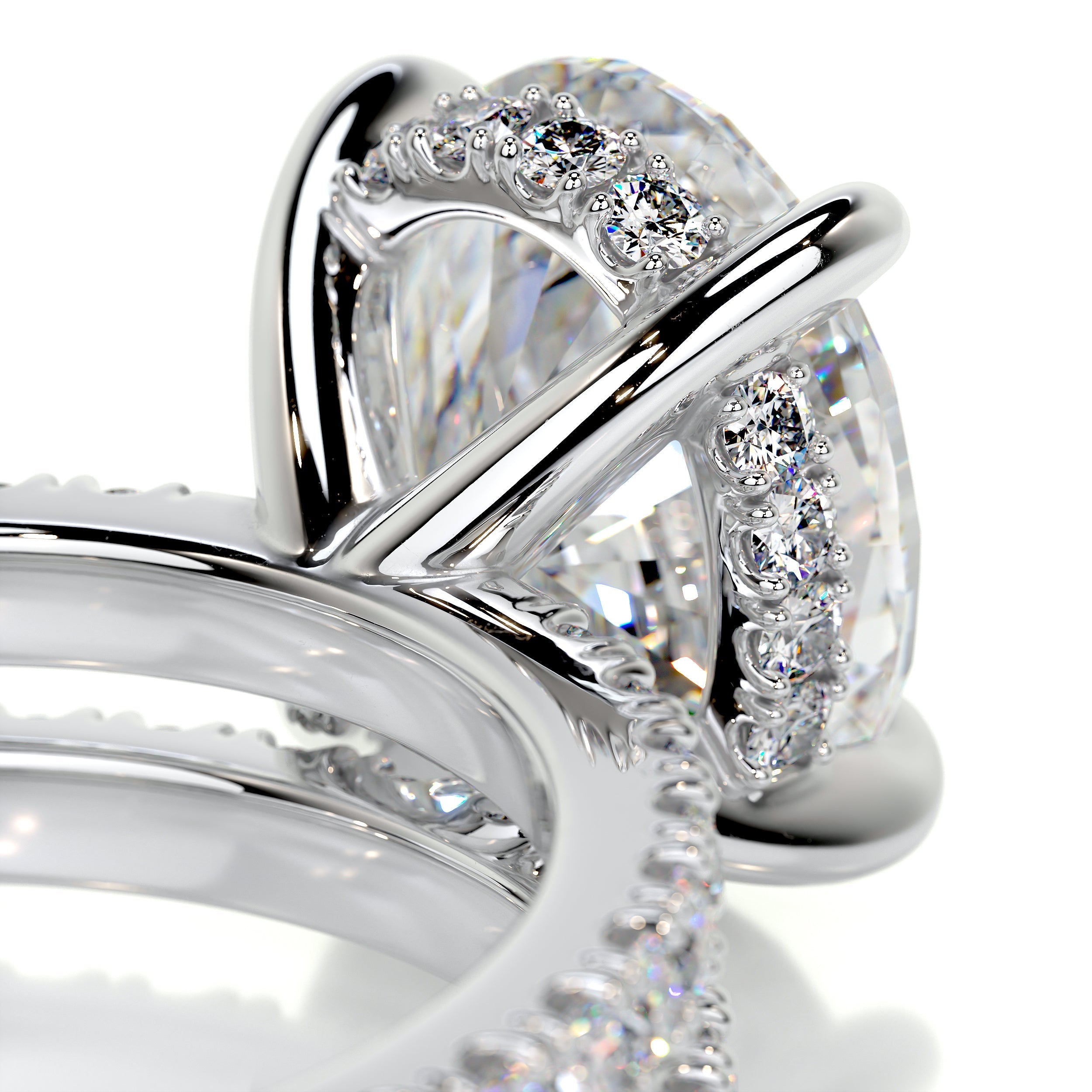 Lucy Moissanite & Diamonds Bridal Set -14K White Gold (RTS)