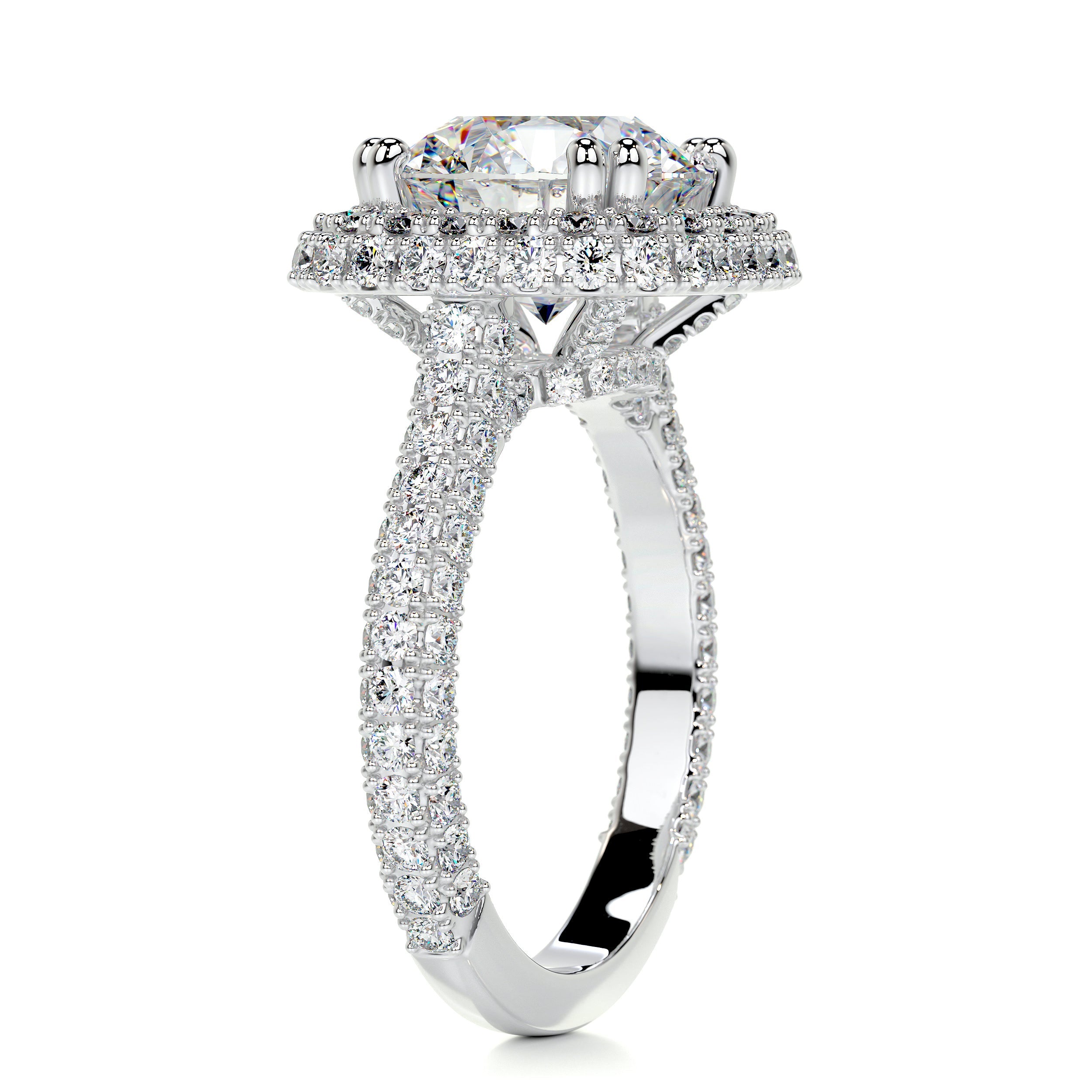 Ava Moissanite & Diamonds Ring   (4.2 Carat) -14K White Gold (RTS)