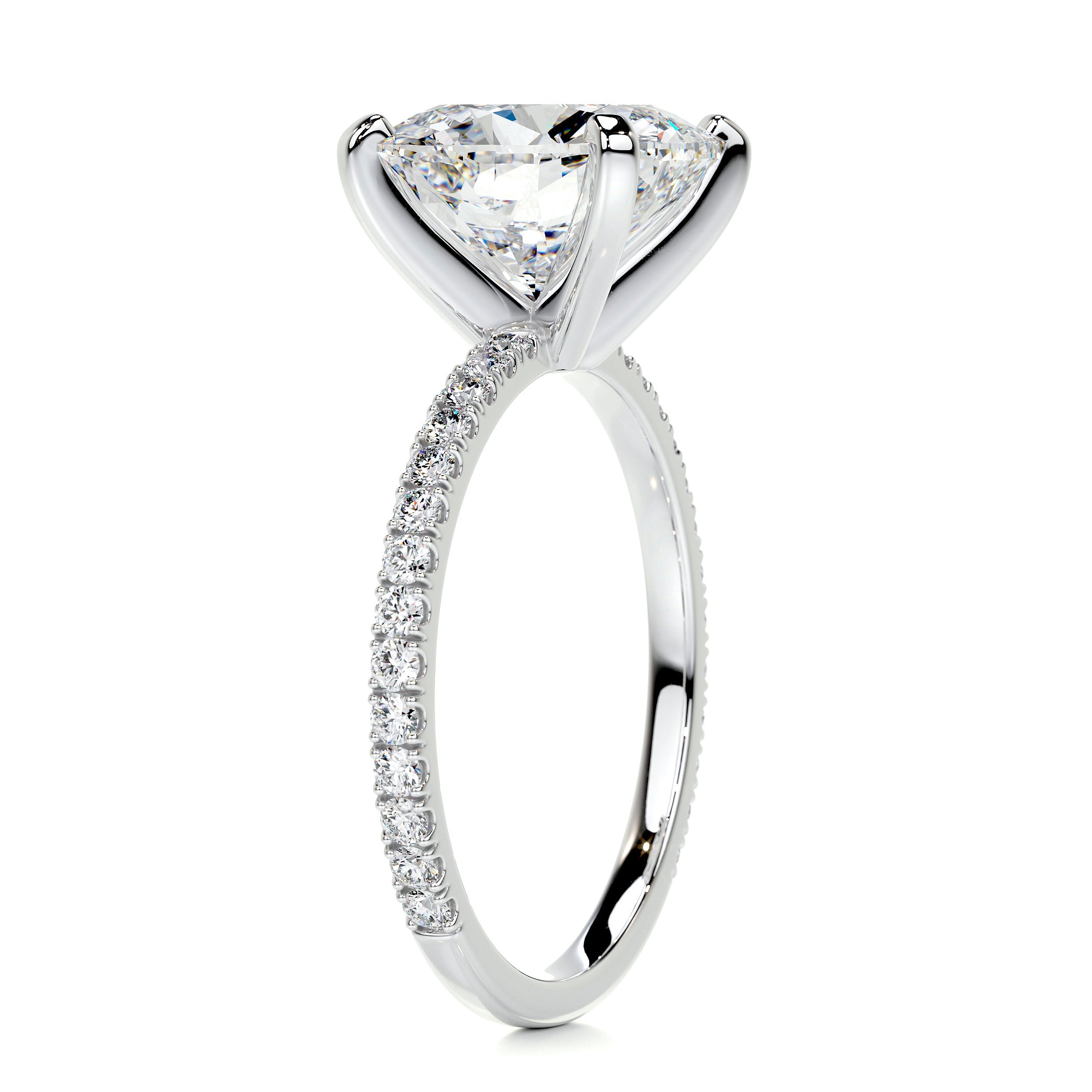 Stephanie Moissanite & Diamond Ring -14K White Gold (RTS)