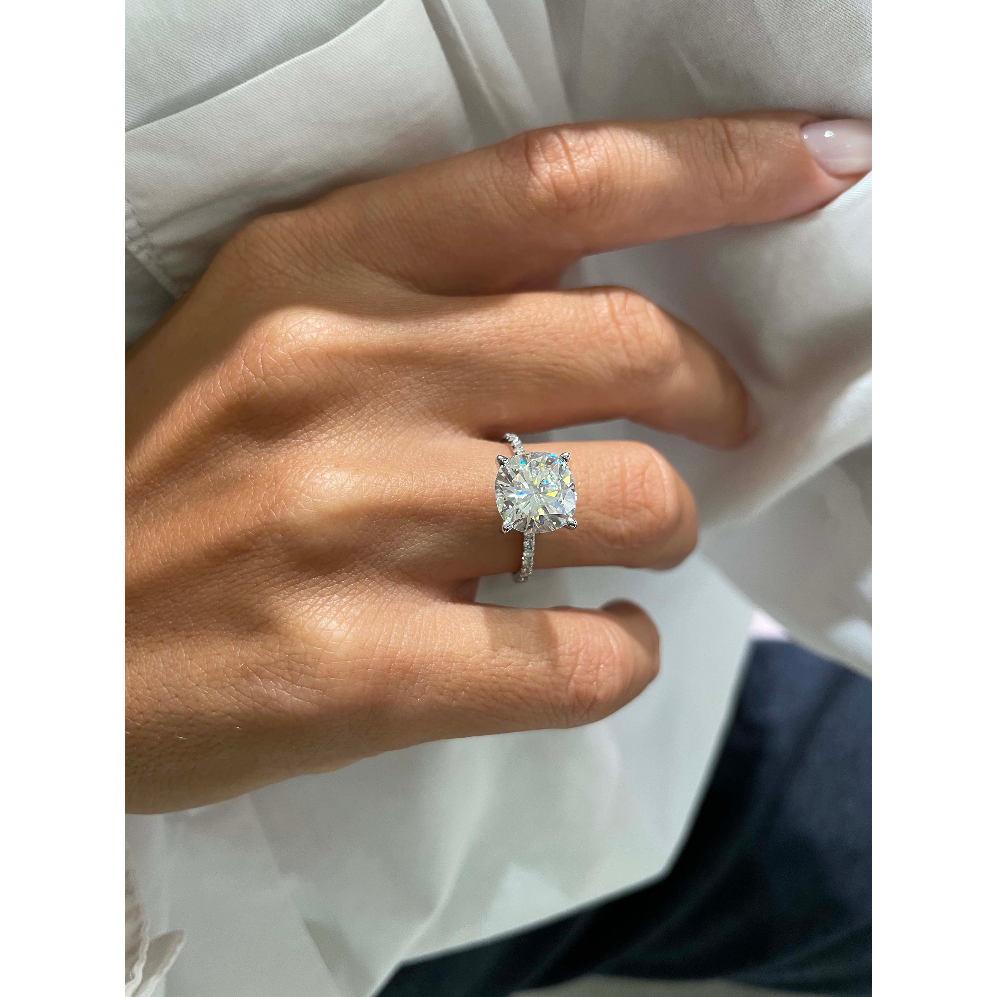 Stephanie Moissanite & Diamond Ring -14K White Gold (RTS)