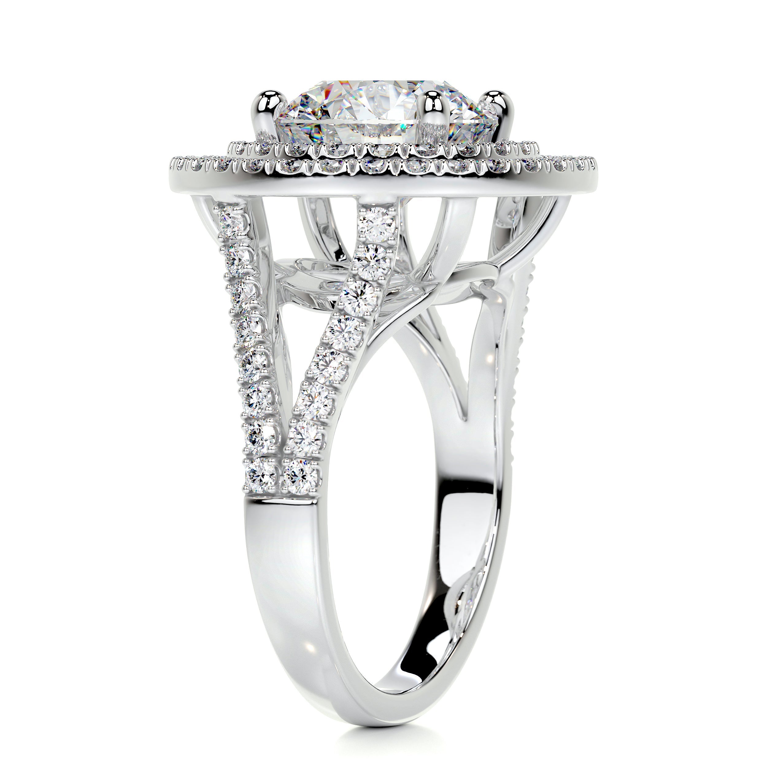 Naomi Moissanite & Diamonds Ring   (4 Carat) -14K White Gold (RTS)