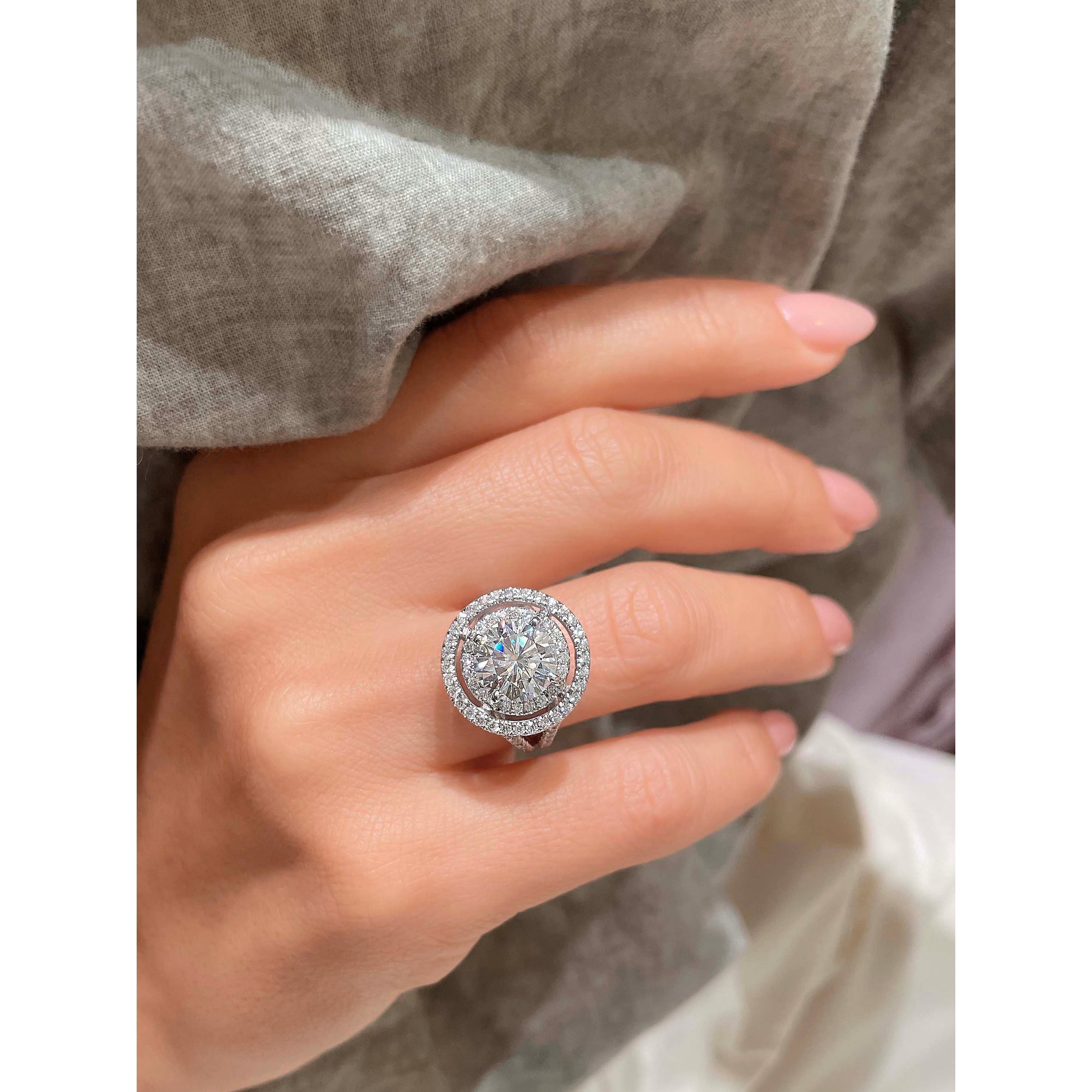 Naomi Moissanite & Diamonds Ring   (4 Carat) -14K White Gold (RTS)