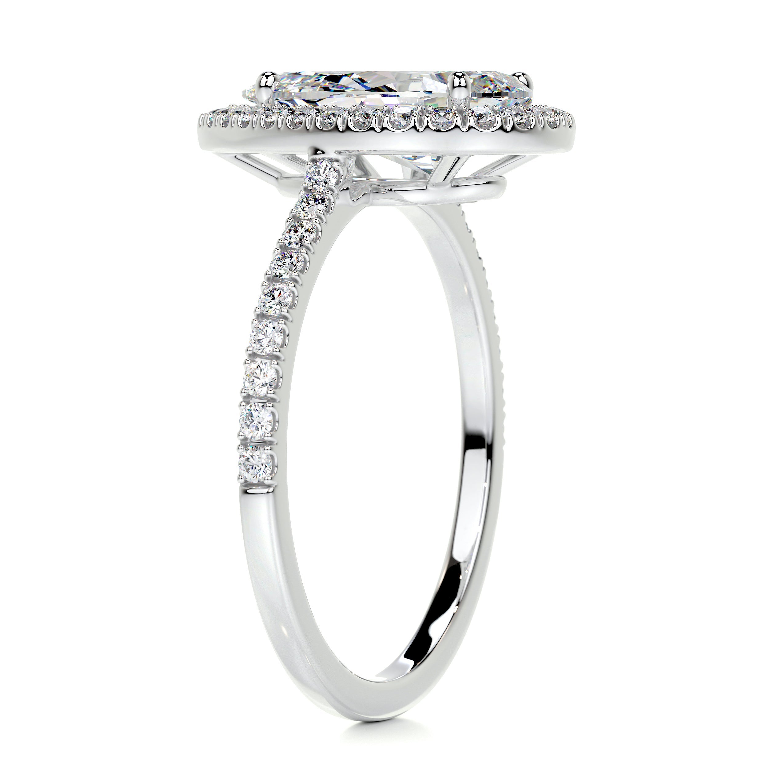 Sophia Moissanite & Diamond Ring -14K White Gold (RTS)